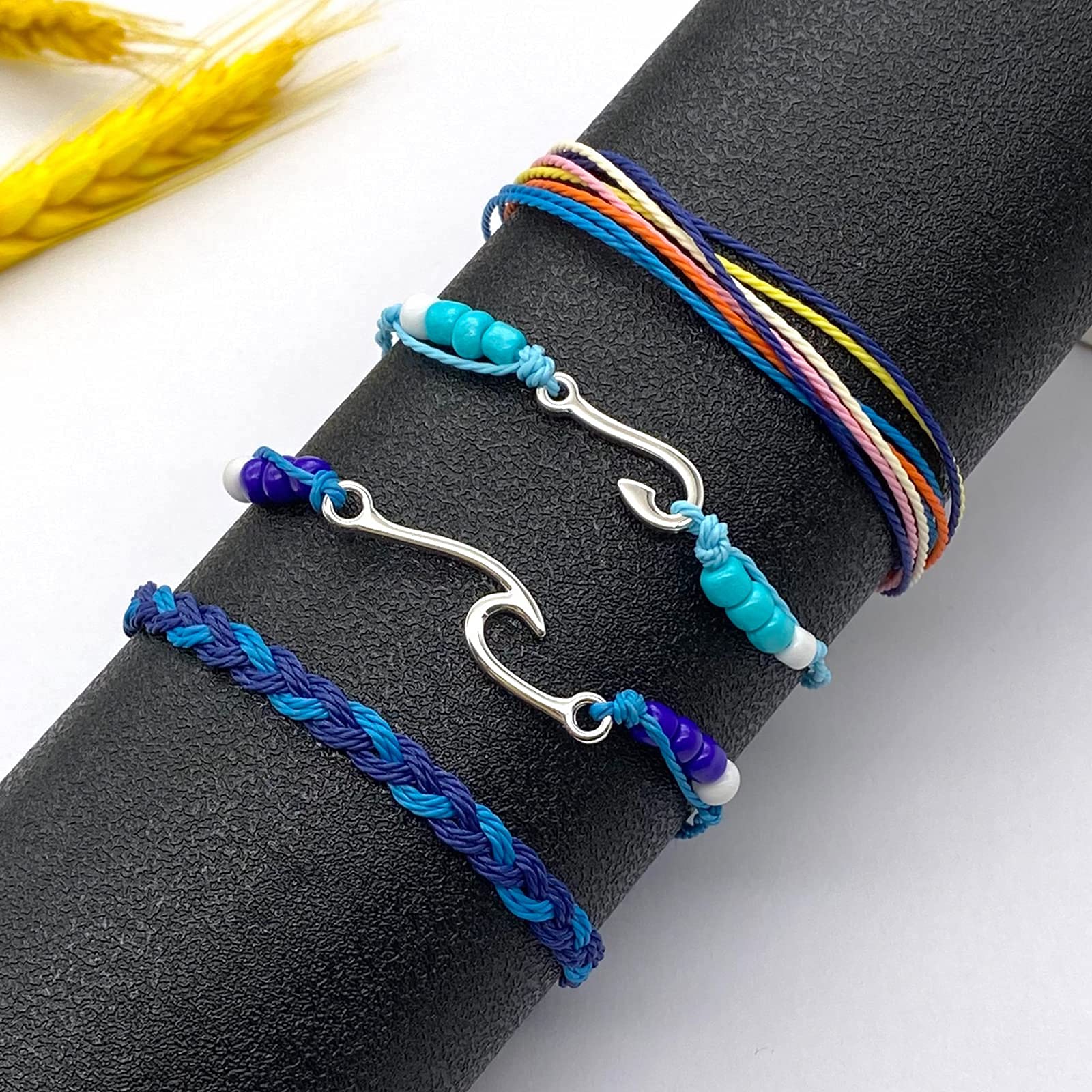 Long Tiantian Adjustable Braided Rope Bracelets for Women - Handmade Waterproof Wave Bracelet Set for Surfers & Friends - Perfect for Beach, Summer, and Outdoor Activities