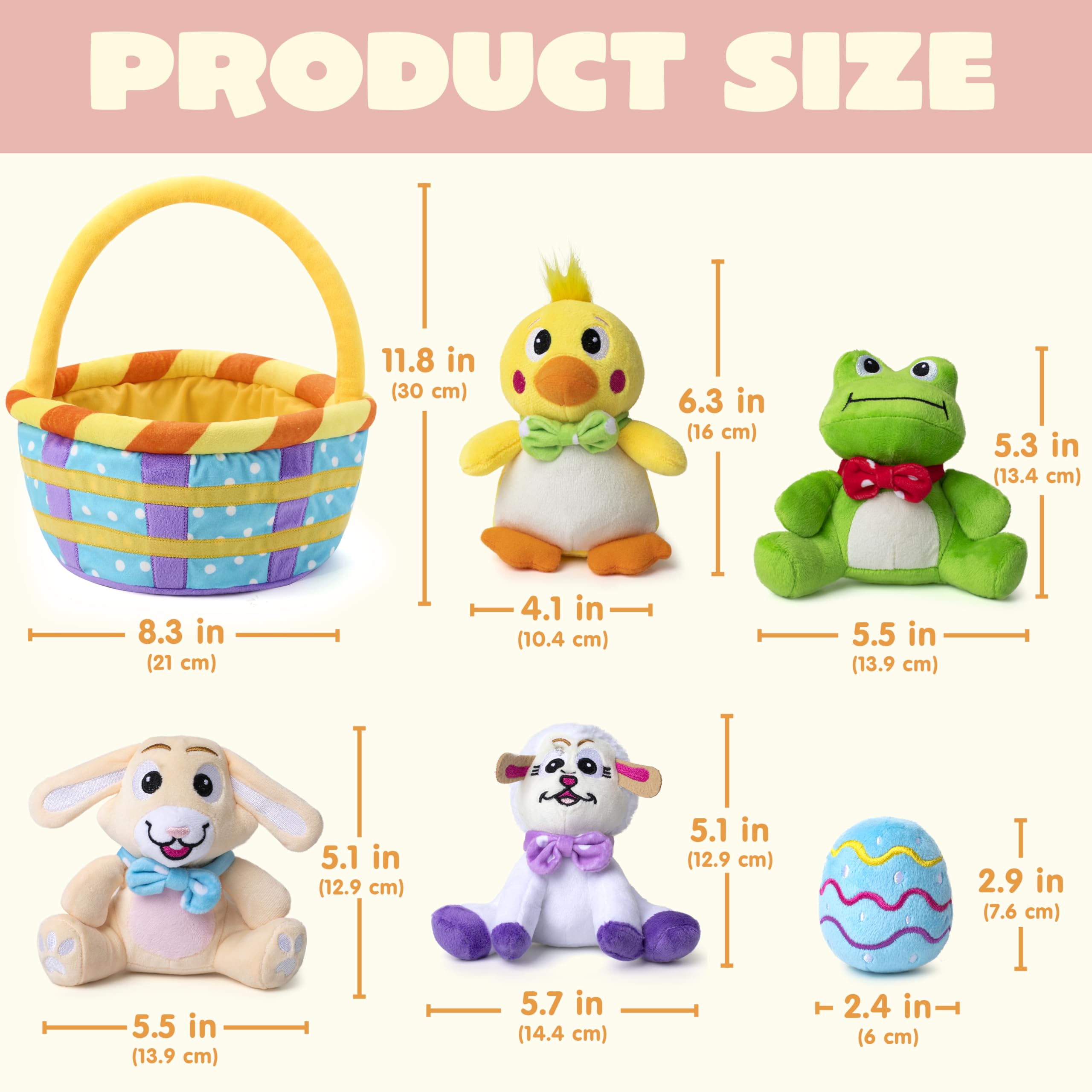 JOYIN 7-Piece Easter Basket Set with Stuffed Plush Toys for Kids - Easter Egg Hunt, Party Favors, Basket Stuffers & Decorations - Perfect for Easter Celebrations, Baby Showers & Kids' Birthday Parties