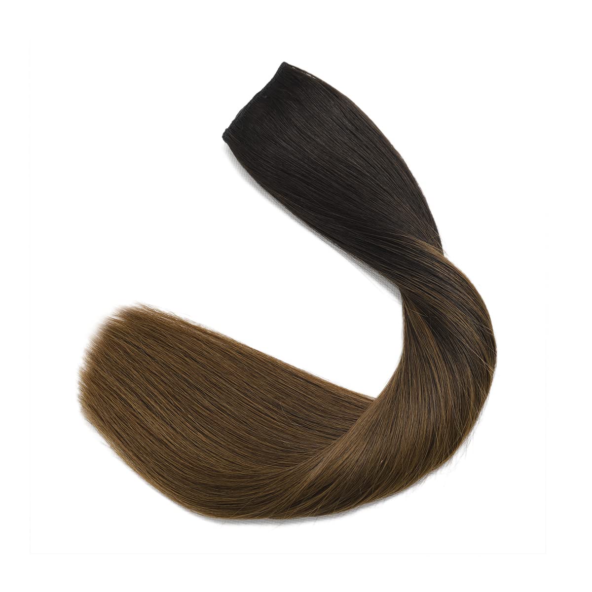 XDhair Invisible Wire Hair Extensions 16Inch 70g - Real Human Hair Ombre Black to Brown (#1B/4) for Women | Seamless Blending, Natural Look for Parties & Daily Styling