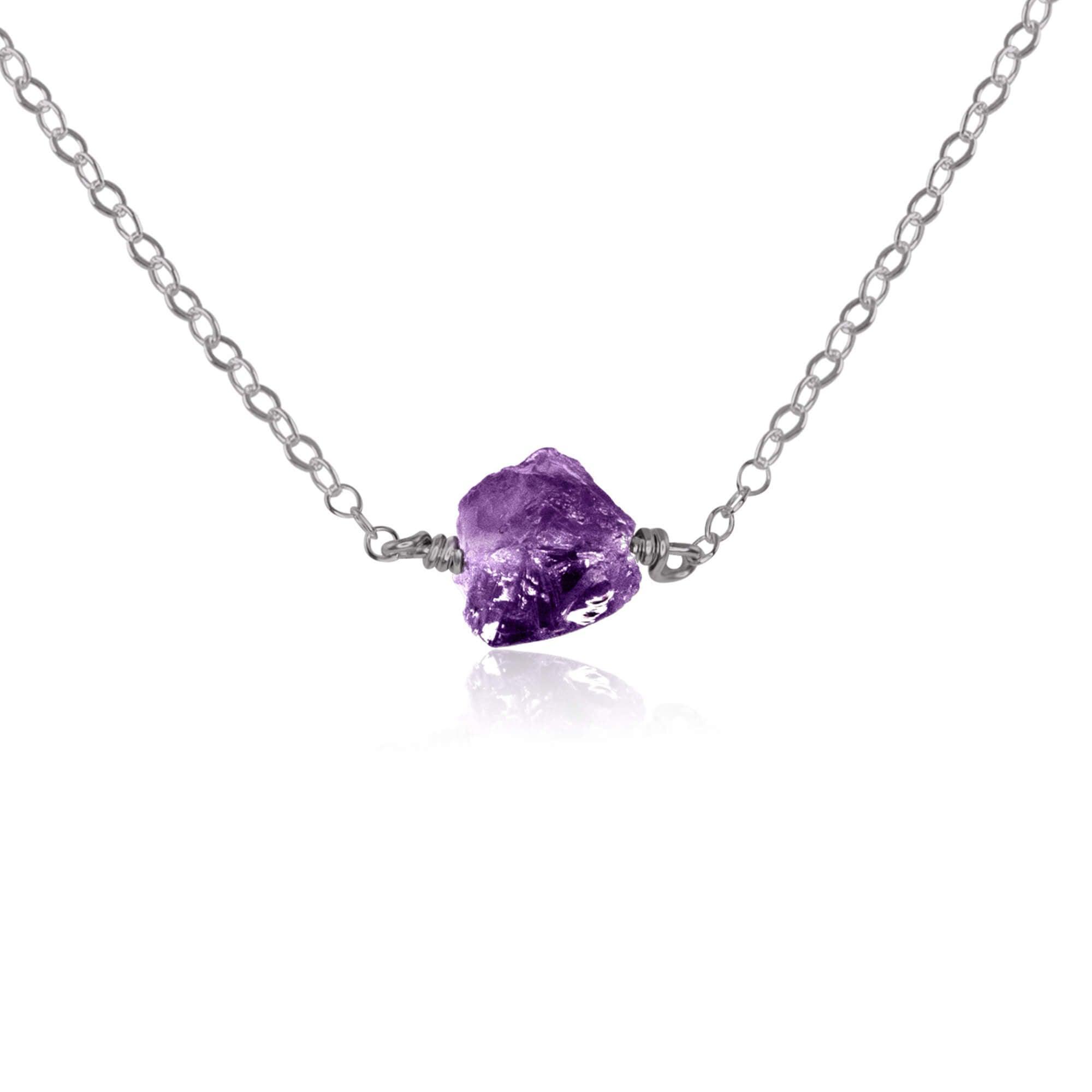 Natural Tiny Raw Amethyst Crystal Nugget Necklace - Healing Stone Jewelry for Women, Spiritual Gift, Chakra Balancing | Perfect for Meditation, Yoga & Energy Work