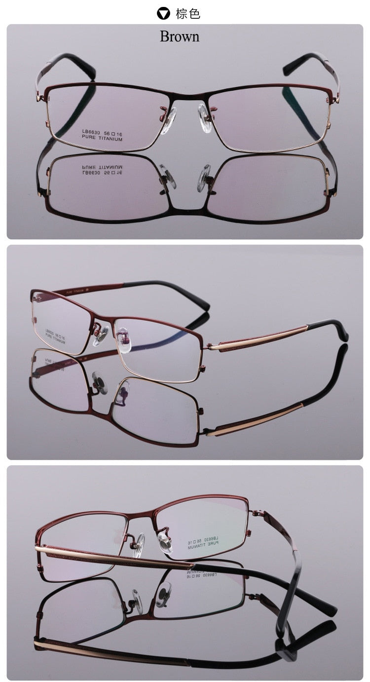 Bclear Men's Full Rim Titanium Eyeglasses Square Frame LB6630 - Lightweight Durable Glasses for Work, Reading & Everyday Use