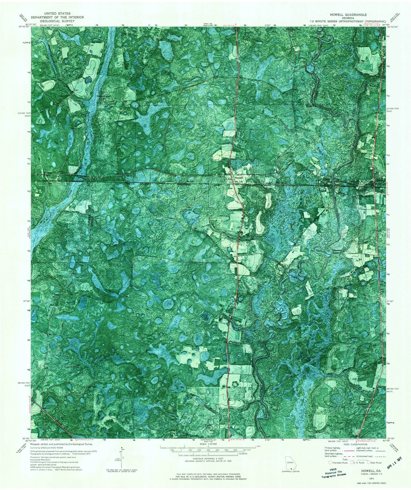 1971 Howell, Georgia USGS Historical Topographic Wall Map - 37x44 Inch Large Vintage Wall Art for Home, Office & Classroom Decor - Perfect for History Buffs & Map Collectors