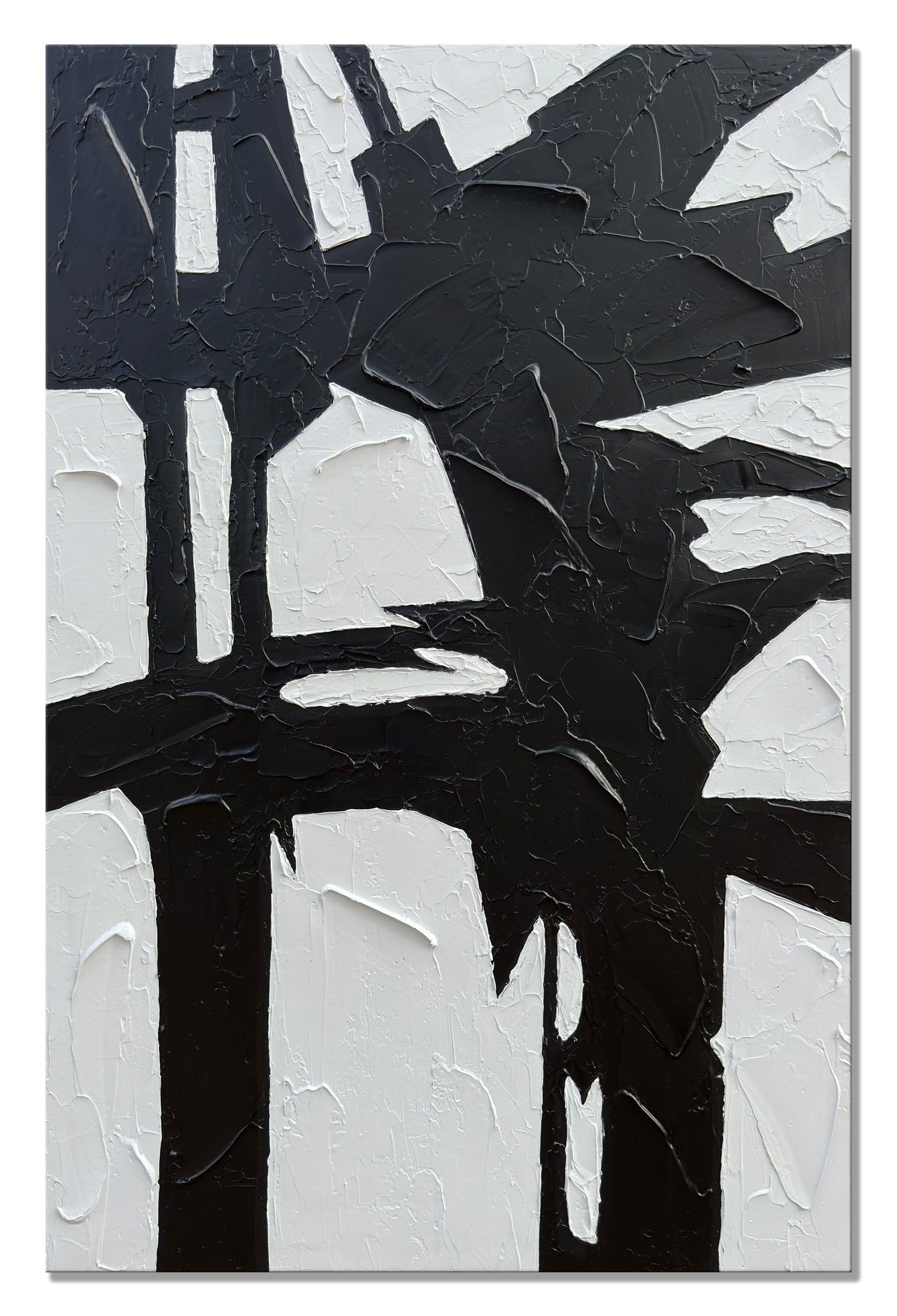Zoinart Hand Painted Black and White Large Wall Art - 30x45 Inches Textured Oil Painting, Modern Minimalist Home Decor | Perfect for Living Room, Bedroom & Office Wall Decor