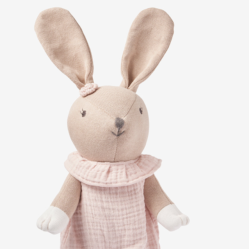 Annabelle Bunny Baby Knit Toy - Soft Plush Stuffed Animal for Newborns & Toddlers | Cute Nursery Decor, Baby Shower Gift, First Birthday Present