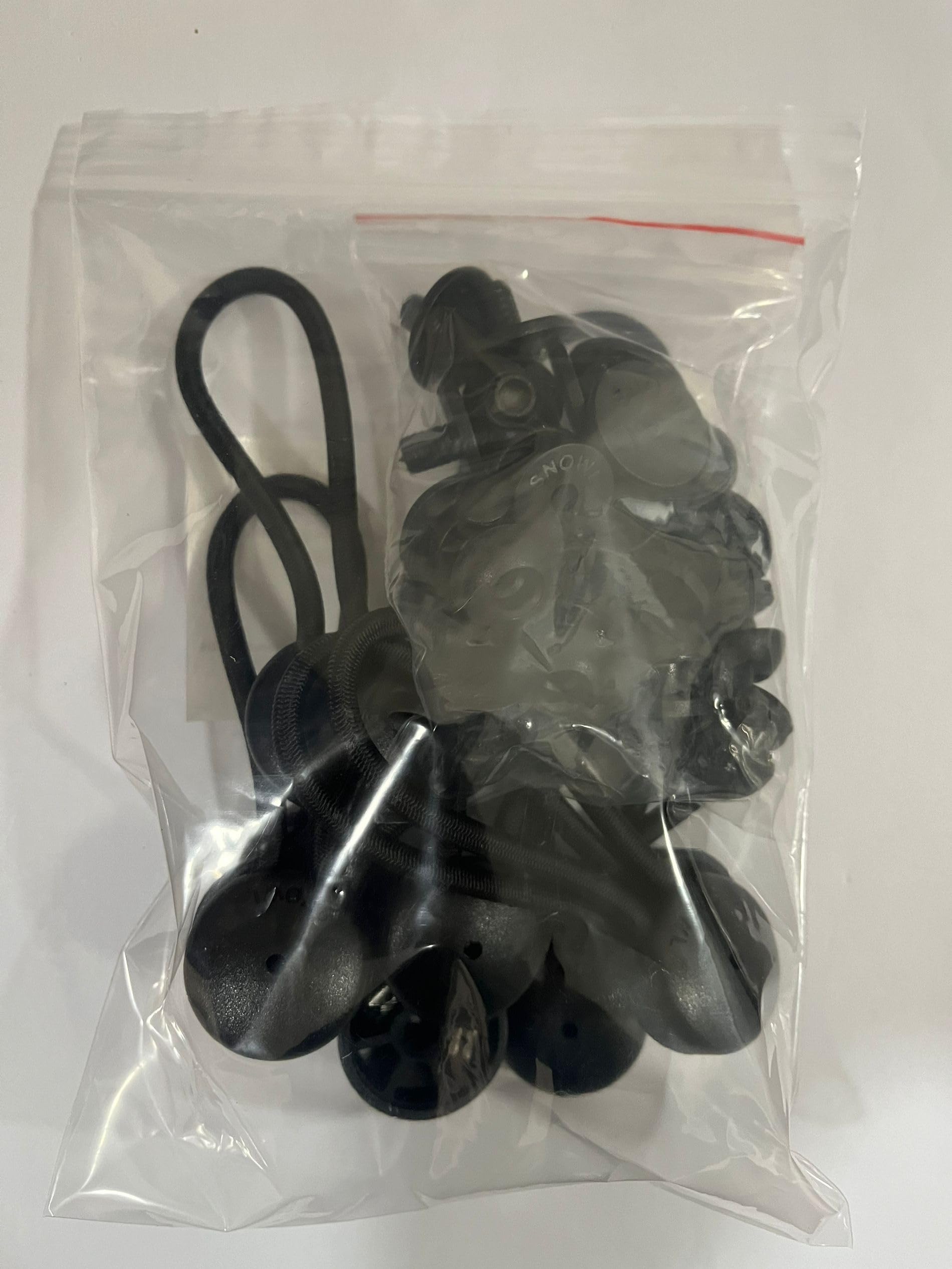10 Sets Heavy Duty Bungee Shock Cord Clips with Knobs - Adjustable Pull Tie Down Straps for Tarp, Boat, Truck, RV & Car Covers - Marine Grade Black Elastic Fasteners (Perfect for Camping, Boating & Outdoor Storage)