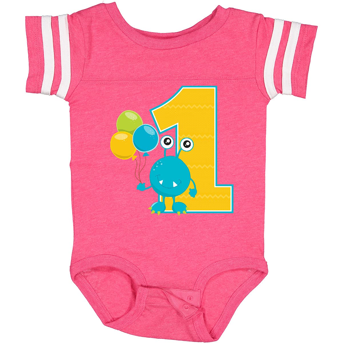 Inktastic First Birthday Monster Baby Bodysuit - Cute 1st Birthday Outfit for Boys & Girls - Soft Cotton Onesie for Birthday Party, Photo Shoot & Special Occasions