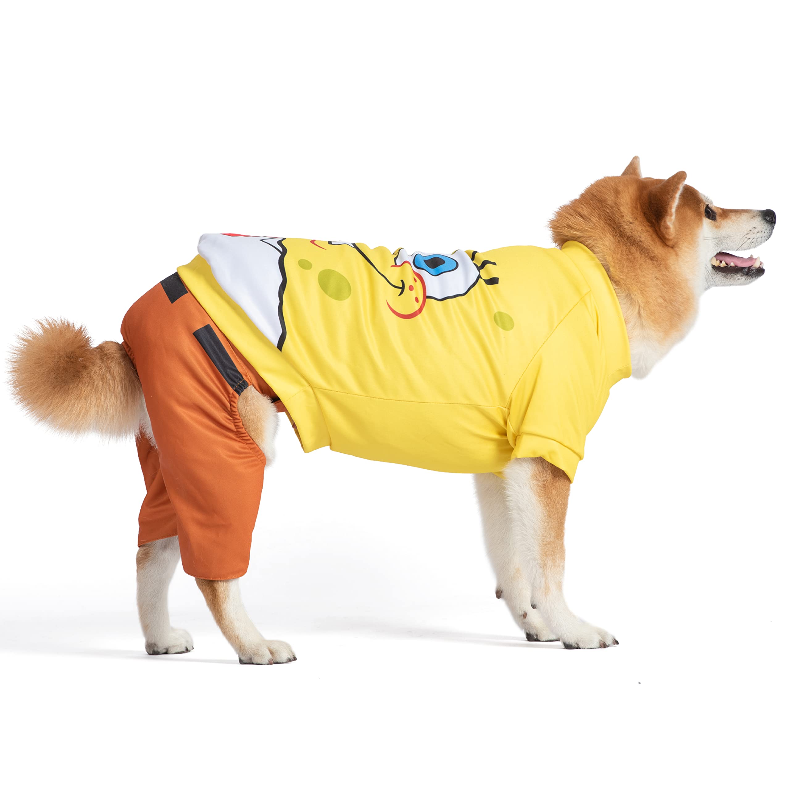 **Spongebob Squarepants Halloween Dog Costume - Officially Licensed Pet Tee & Shorts Set for Dogs | Fun & Cute Halloween Outfit for Small & Large Breeds | Perfect for Halloween Parties & Pet Parades**