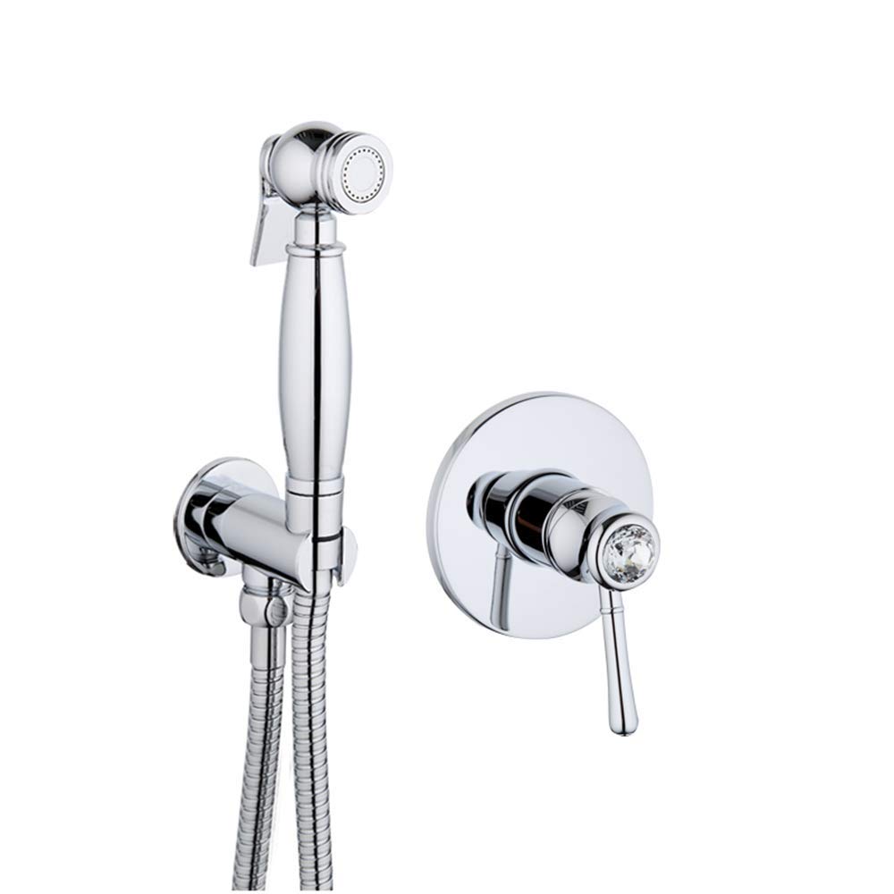 XBSXP Hot & Cold Water Bidet Sprayer - Chrome Portable Cloth Diaper Washer & Shower Sprayer Set - Wall Mounted Brass Bathroom Bidet Tap for Personal Hygiene - Perfect for Toilet Hygiene, Baby Care & Postpartum Cleaning