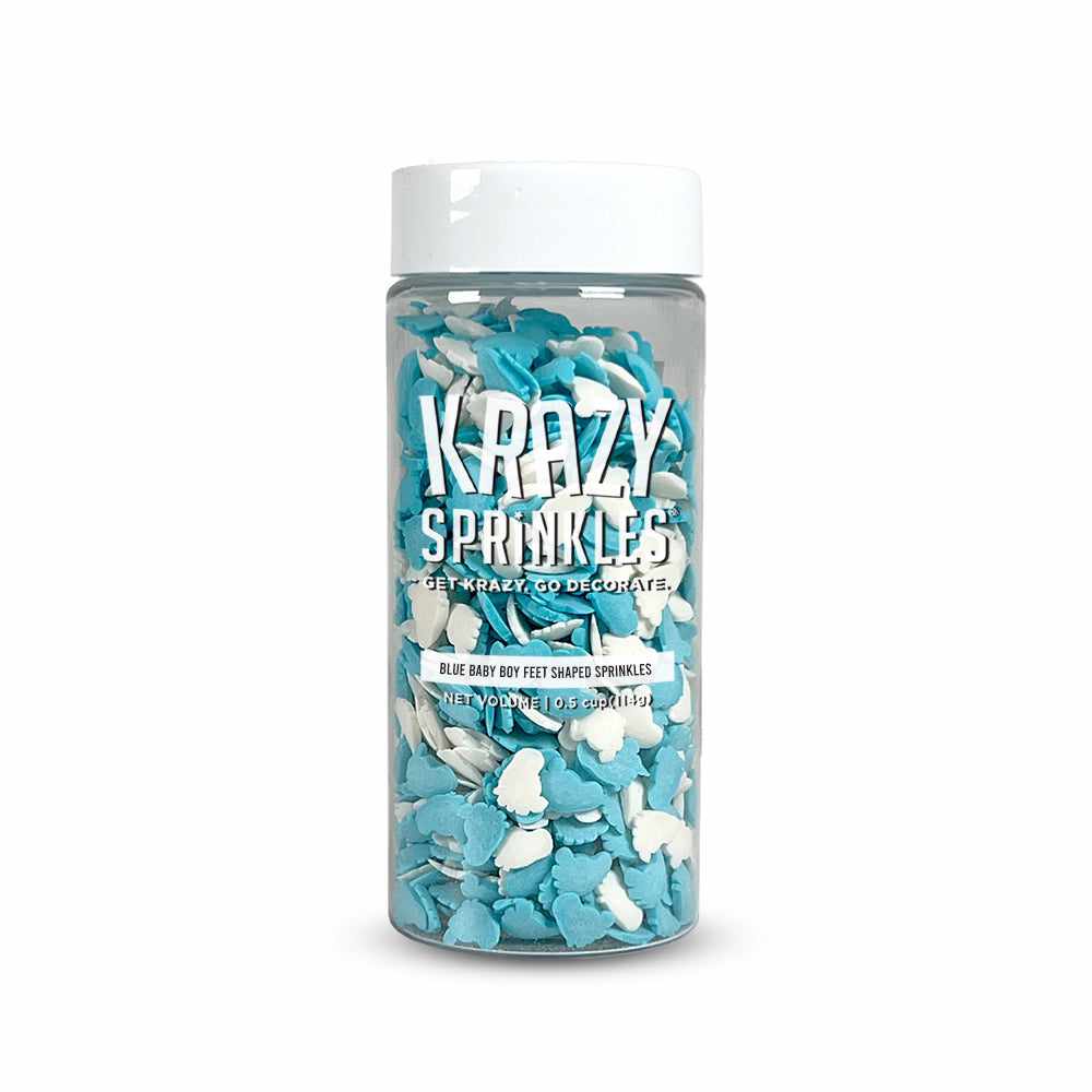 Blue Baby Boy Feet Shaped Sprinkles for Cake Decorating - Edible Sugar Sprinkles for Baby Shower, Birthday Party & Cupcake Toppings