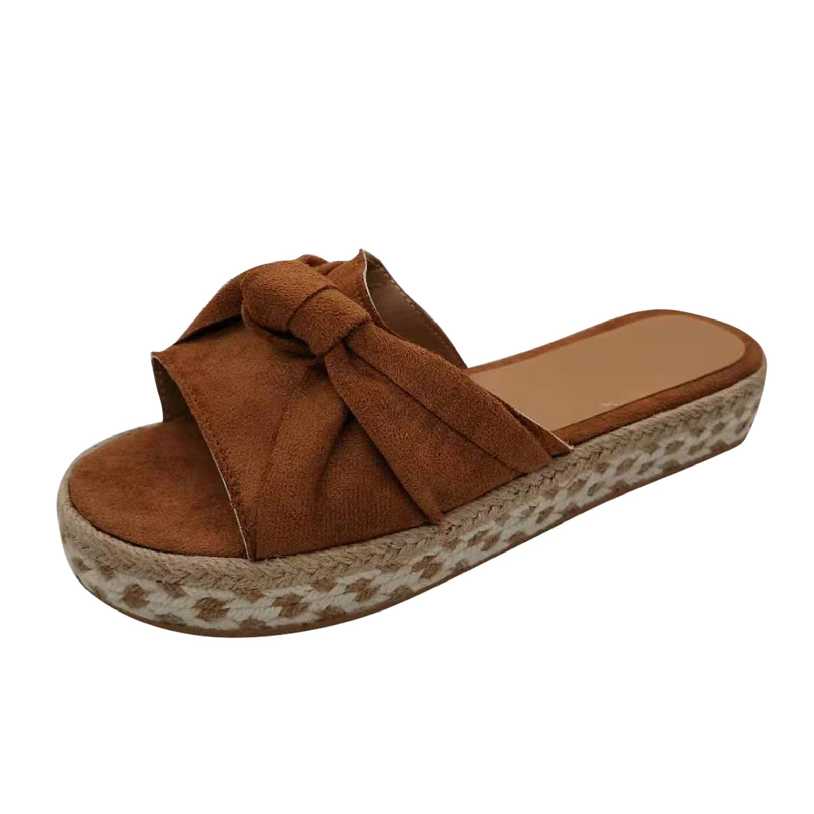 Women's Platform Slippers with Memory Foam - Comfortable Knit Wedge Sandals for Large Sizes | Perfect for Home, Lounge & Indoor Relaxation
