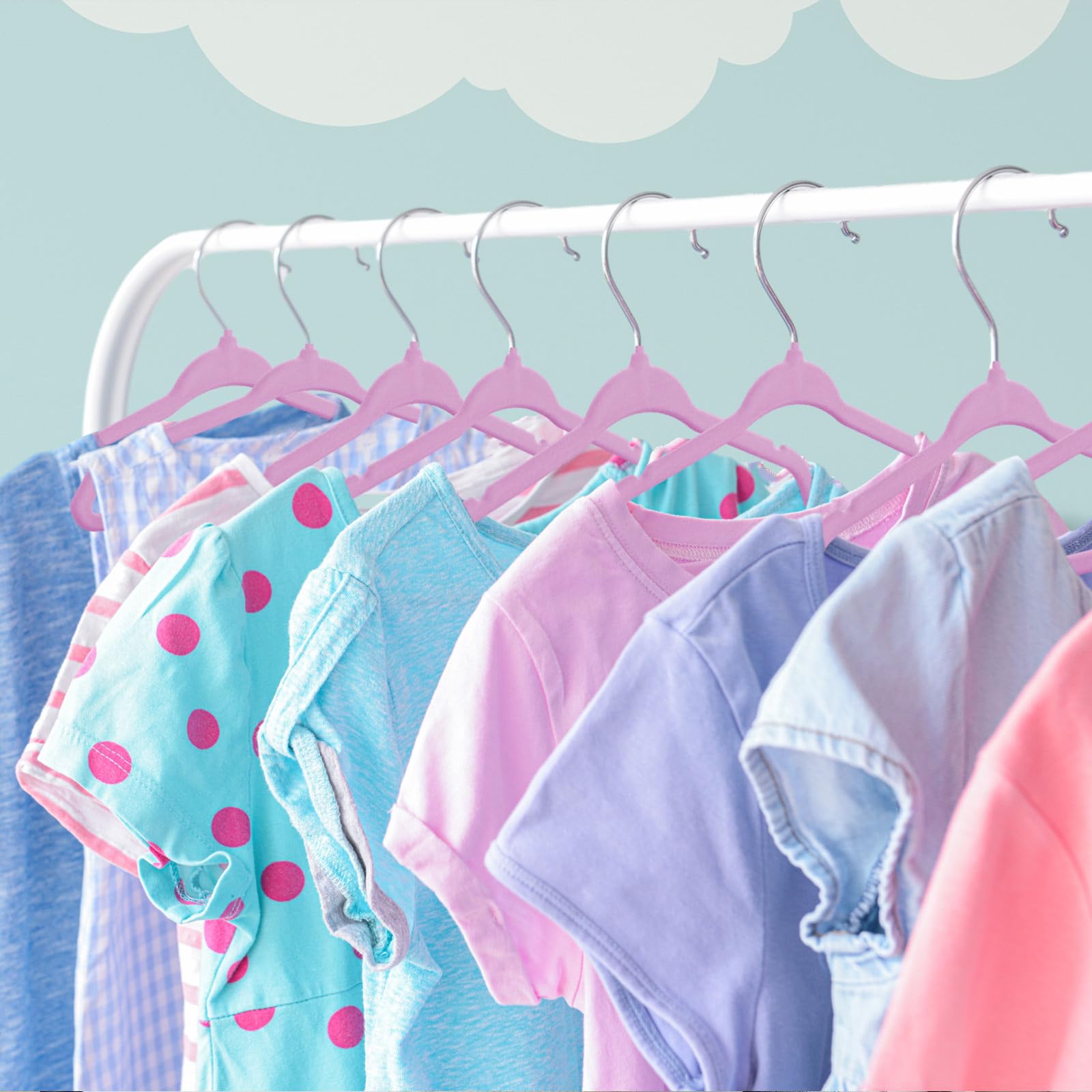 100 Pack Velvet Hangers Bulk - Non Slip Clothes Hangers for Baby Clothes - Durable Space Saving Hangers for Nursery & Toddler Wardrobe (Light Purple) - Perfect for Organizing Baby Clothes, Kids' Closets & Small Spaces