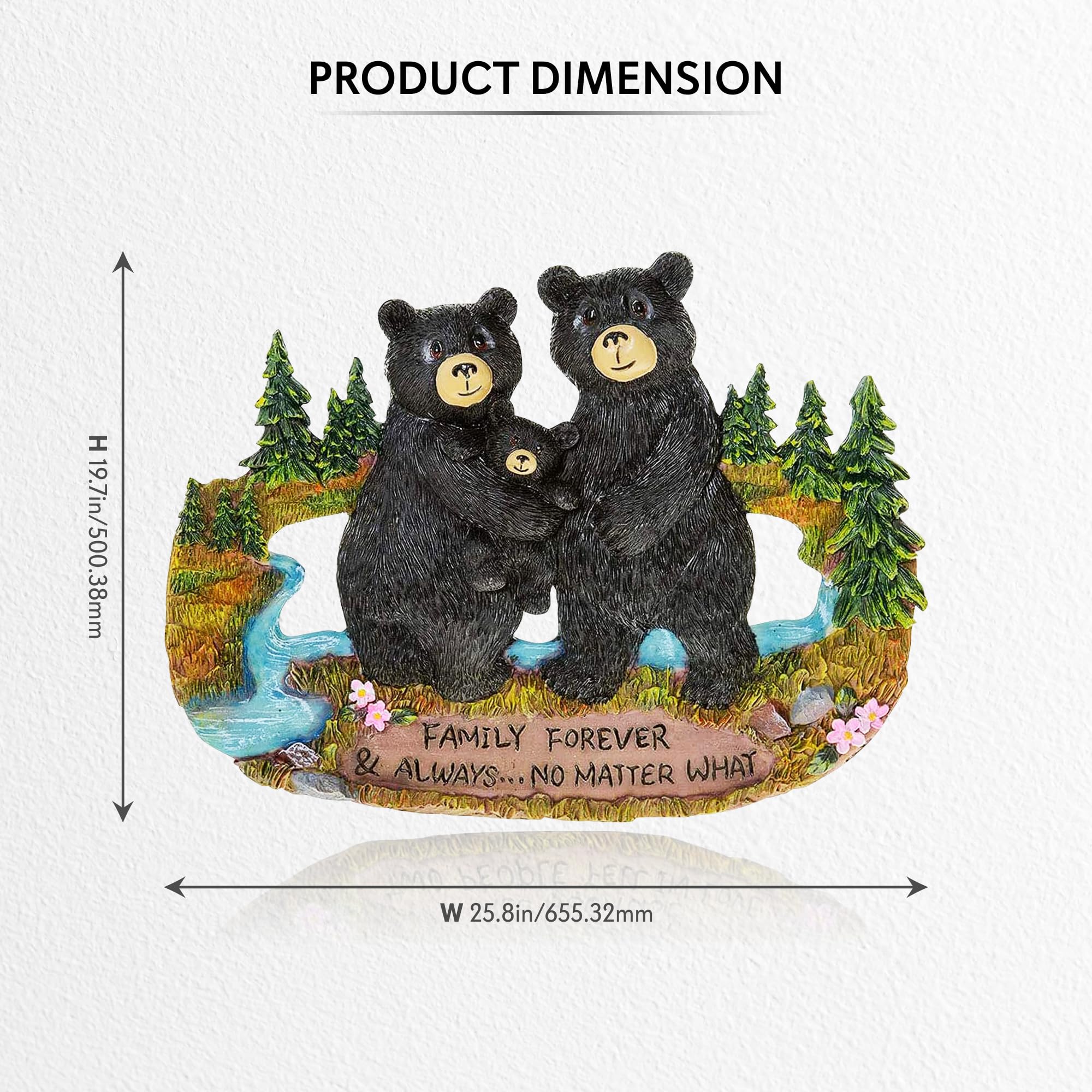 Black Bear Wall Decor - Rustic Family Signs for Home Decor, Kitchen & Country House Blessings - Family Forever & Always No Matter What Plaque - Perfect for Cabin, Farmhouse & Living Room Wall Decorations