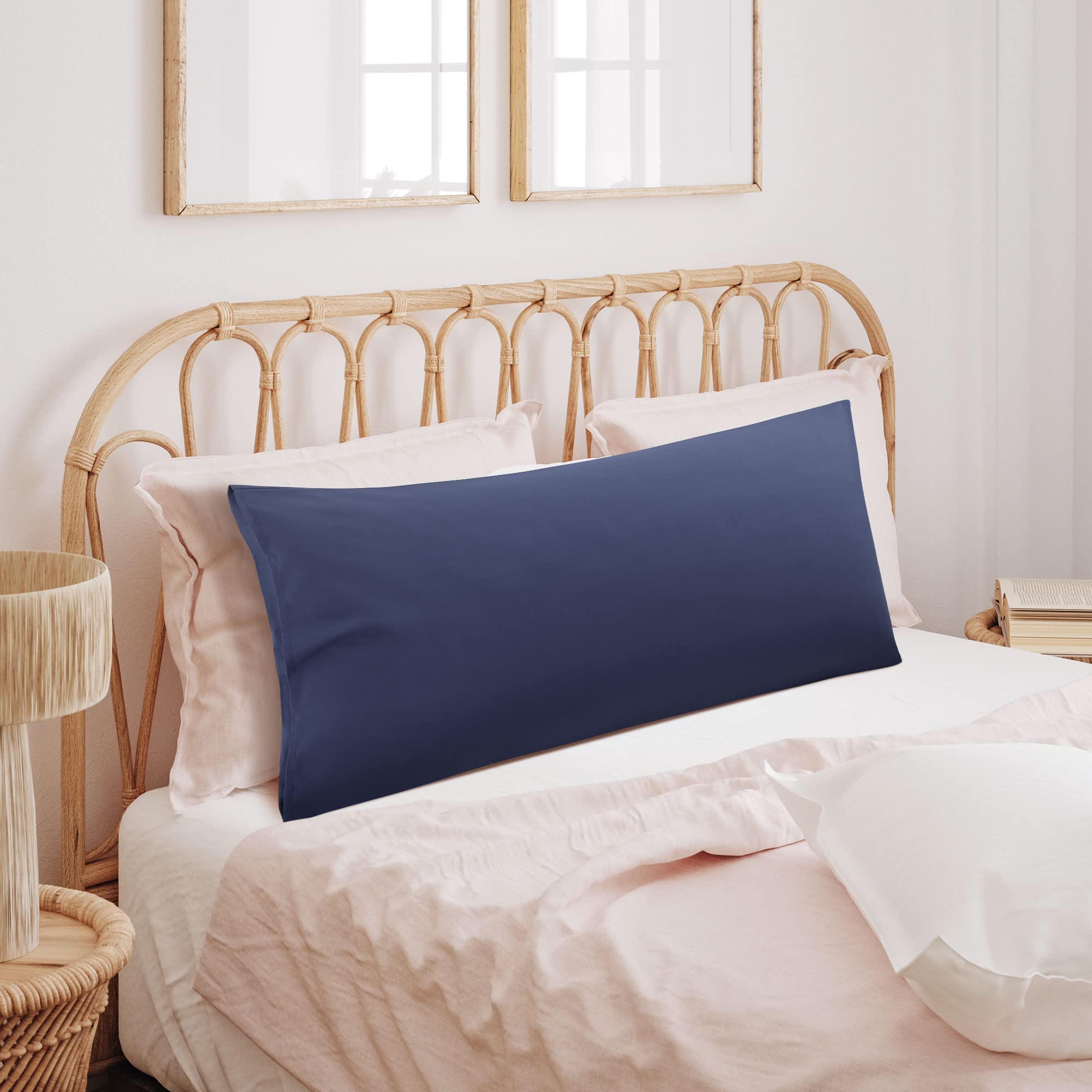 Microfiber Body Pillow Case 20x48 Inches - Soft 90 GSM Polyester Pillow Cover Replacement - Navy Blue - Perfect for Pregnancy Support, Back Pain Relief & Comfortable Sleeping