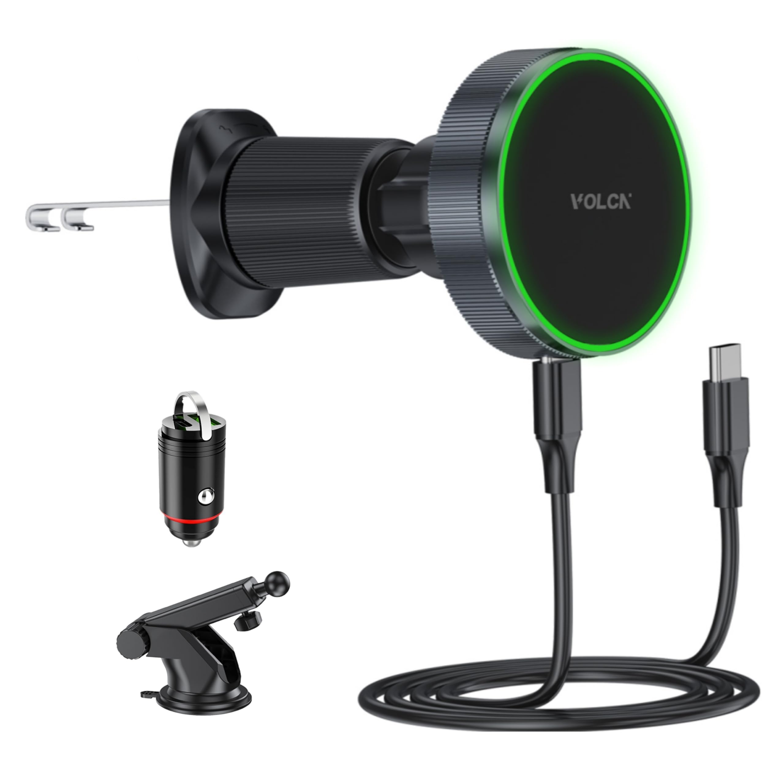 15W Fast Magnetic Wireless Car Charger - Magsafe Compatible iPhone 16/15/14/13 Charging Mount with Strong Magnets & Suction | Dashboard/Vent Phone Holder | Includes USB-C Cable & Adapter | Perfect for Commuting, Road Trips & Hands-Free Driving