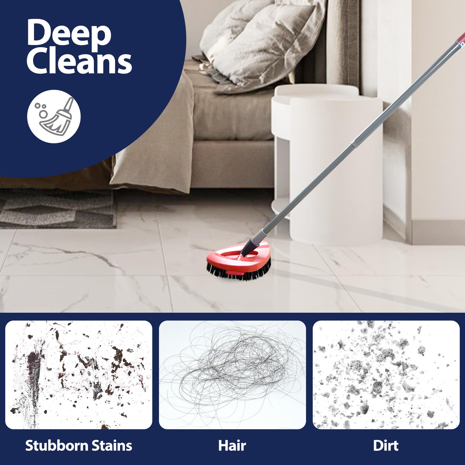 Spin Mop Scrub Brush Head 2-Pack - Hard Bristle for EasyWring System - Bathroom & Kitchen Cleaning