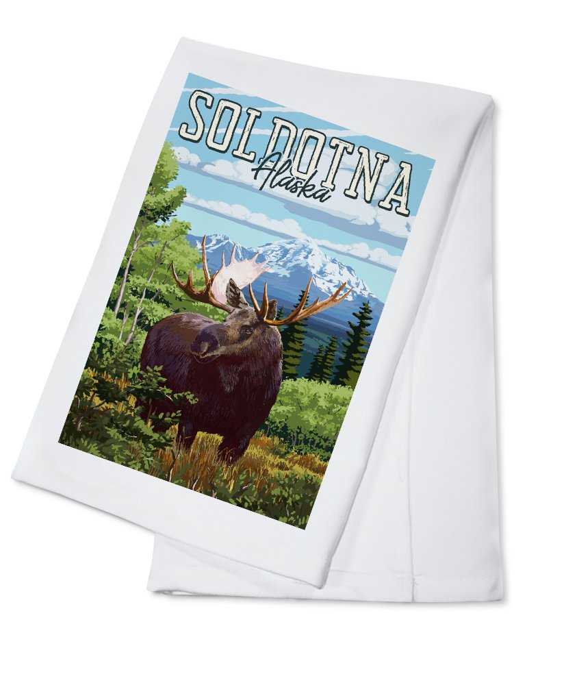 Alaska Moose Design 100% Cotton Tea Towel - Decorative Hand Towel for Kitchen & Home - Perfect for Dish Drying, Gift Giving, and Rustic Cabin Decor