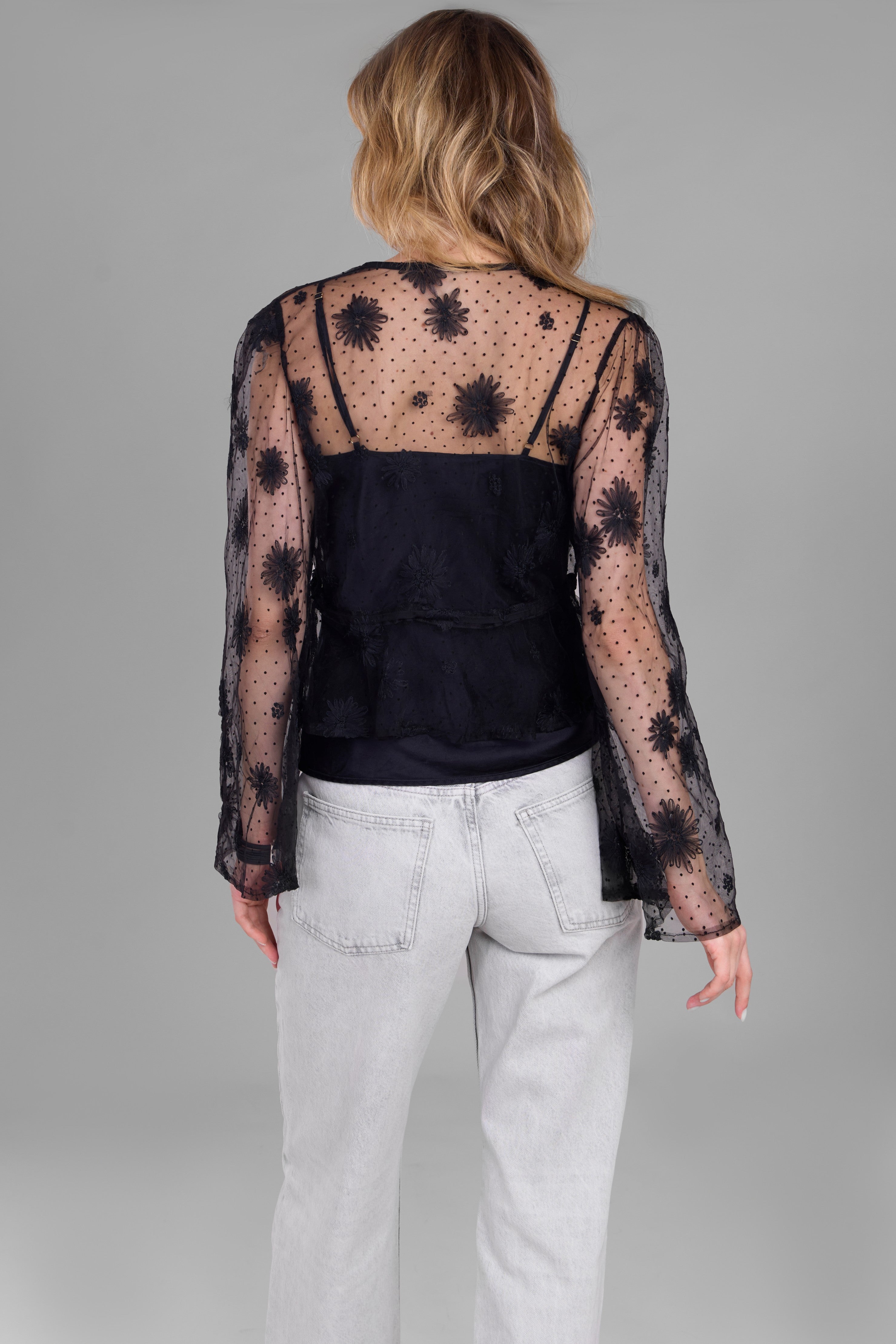 Floral Mesh Tie Top for Women - Stylish Summer Blouse for Casual Outings & Beach Vacations