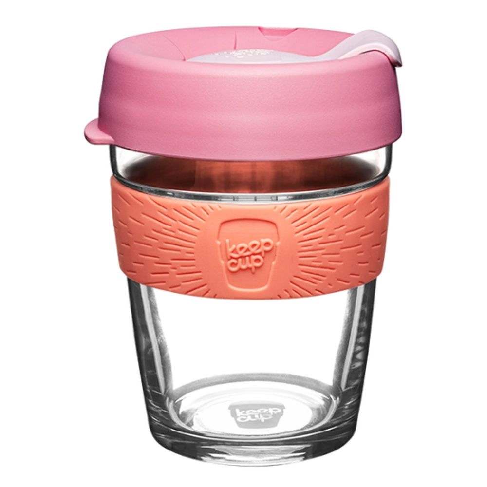 KeepCup Medium Brew Glass 12oz - Reusable Coffee Cup for Home, Office & Travel - Eco-Friendly Glass Mug with Cork Band - Perfect for Baristas & Coffee Lovers