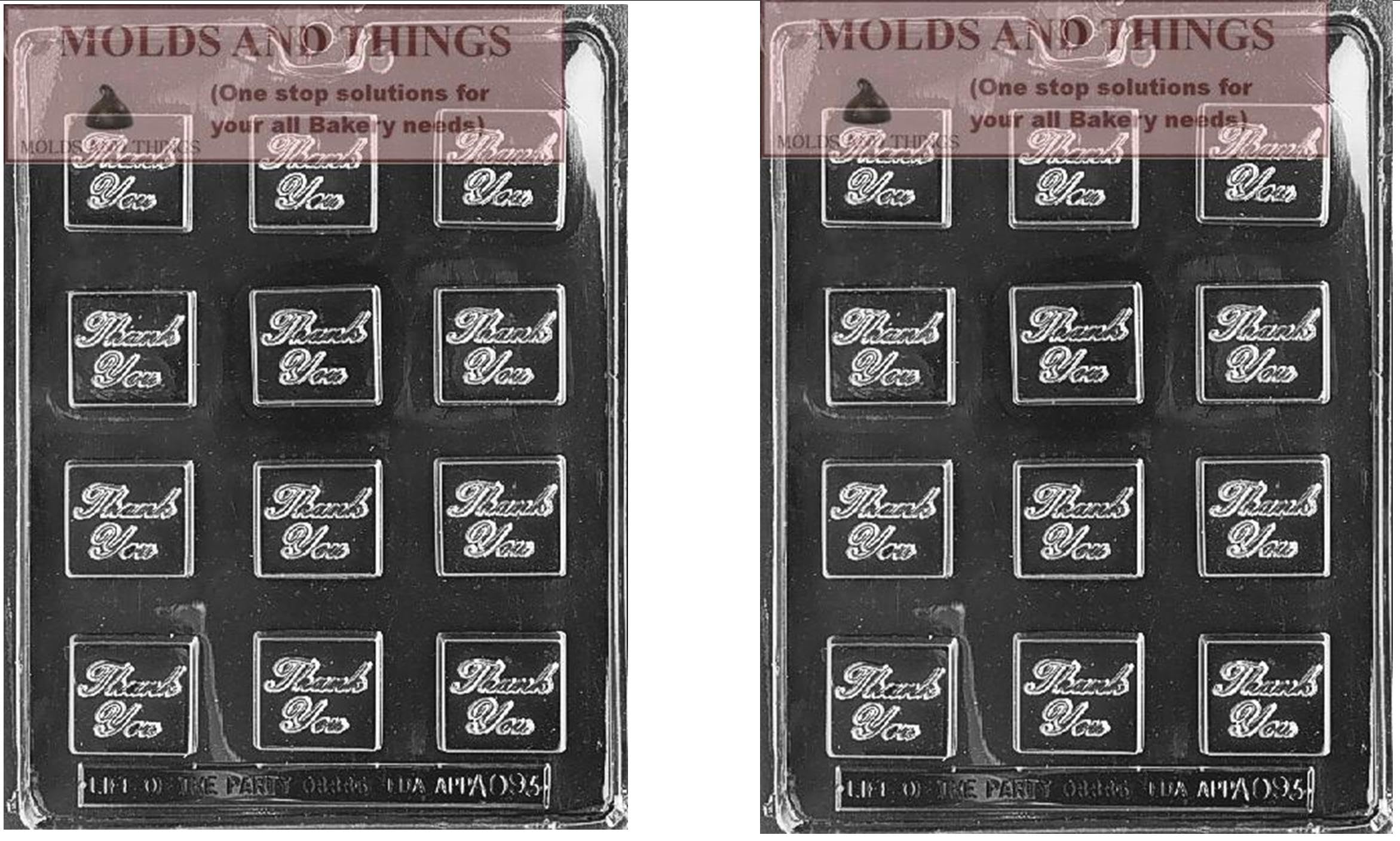 Premium Thank You Chocolate Candy Mold Set of 2 with Detailed Molding Instructions - Perfect for DIY Gifts, Party Favors & Holiday Treats
