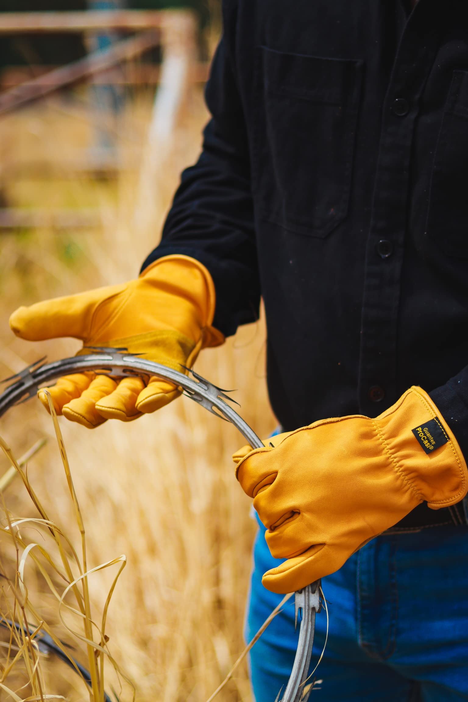 Premium Reinforced Leather Work Gloves - Durable Cowhide for Construction, Gardening & Outdoor Activities - Heavy Duty Protection for Hands