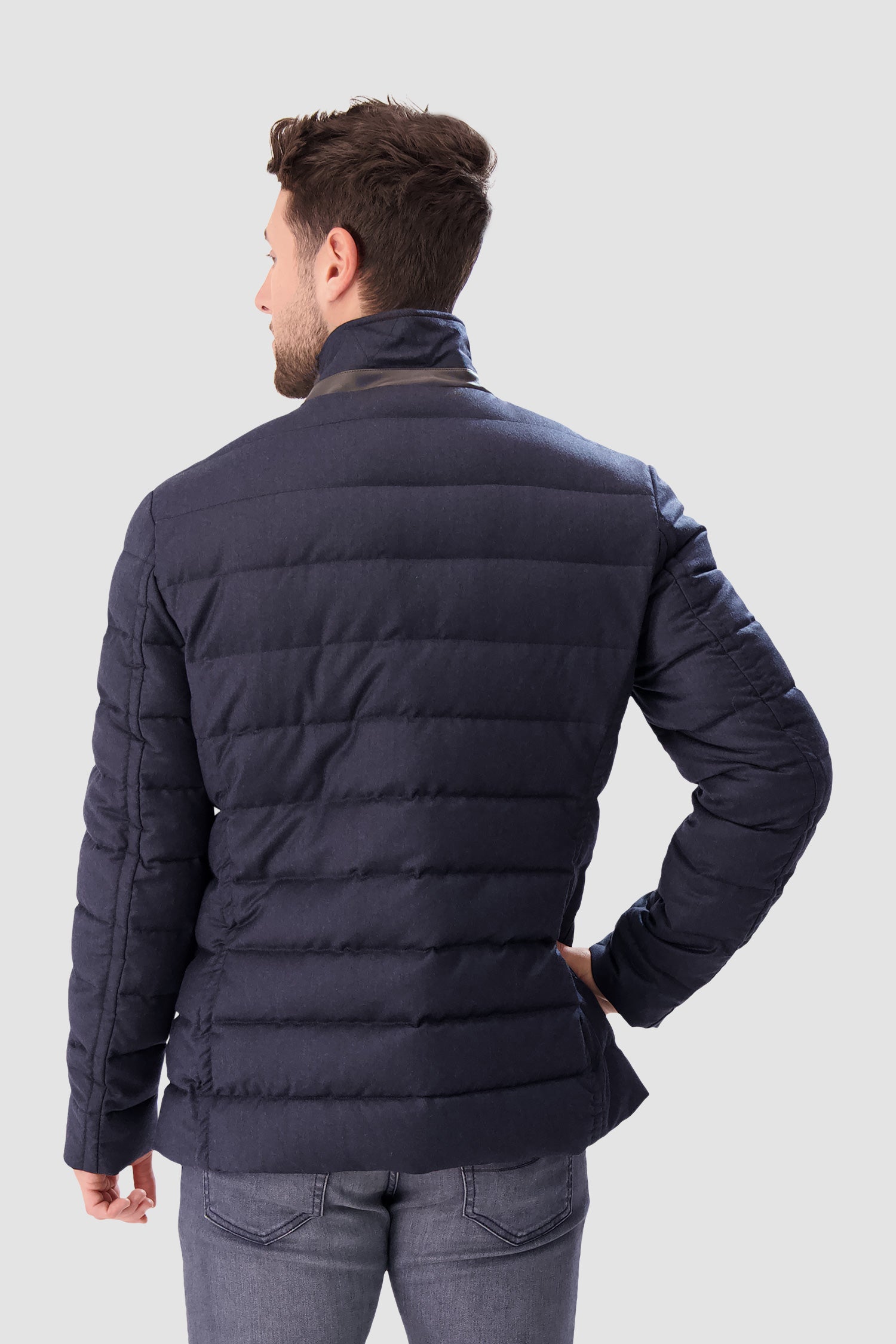 Moorer Blue Grey ZAYN L Jacket for Men - Lightweight Waterproof Windbreaker for Outdoor Hiking & Travel