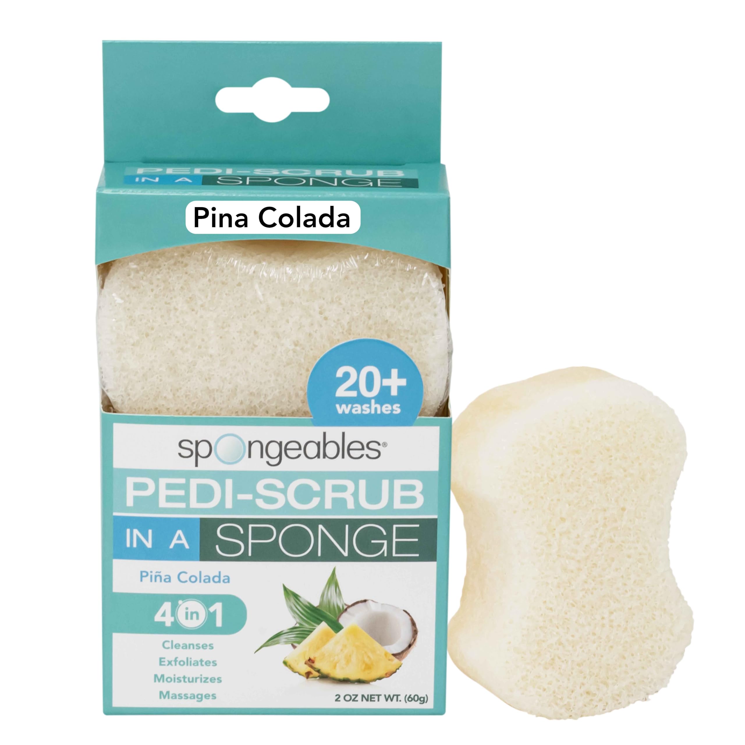 Spongables Exfoliating Foot Scrubber with Pina Colada Scent - 20+ Uses for Soft Smooth Feet - Perfect for Pedicures, At-Home Foot Care & Spa Treatments