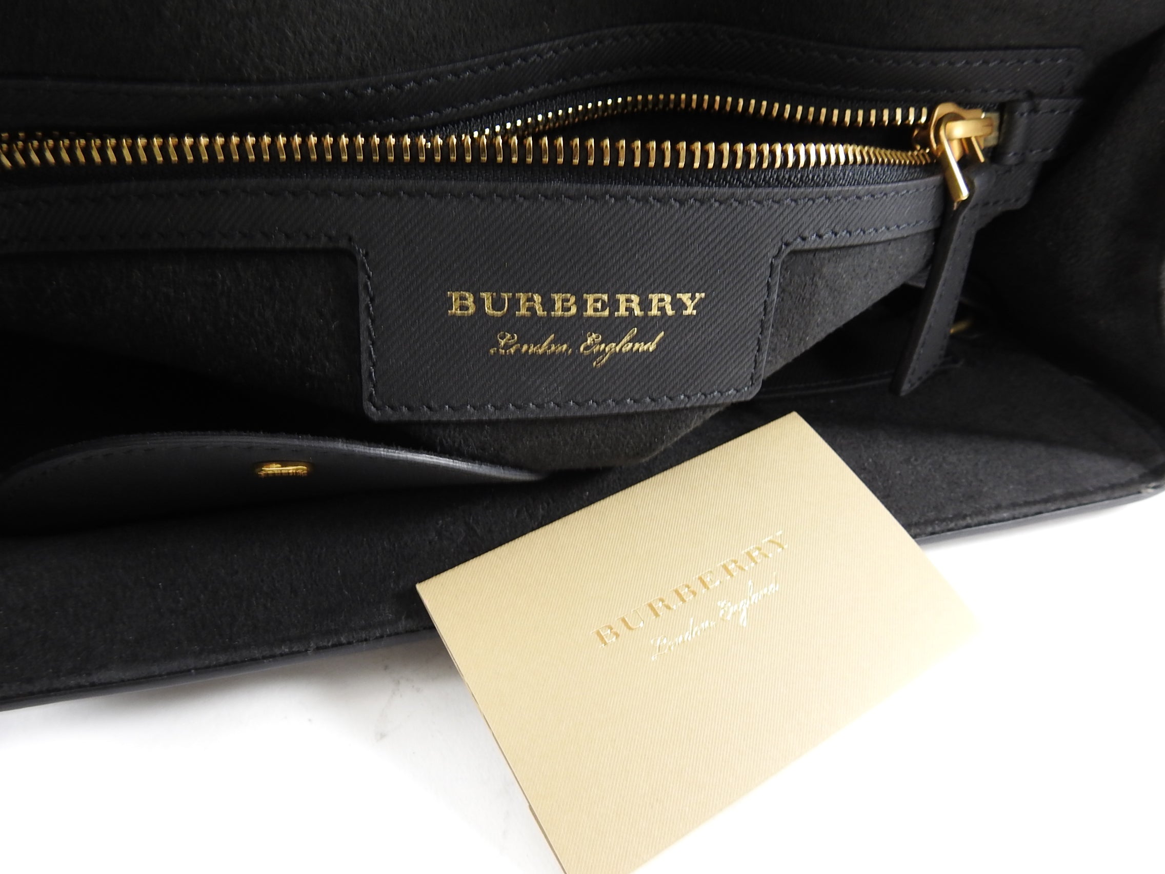 Burberry DK88 Medium Bicolor Black & Beige Leather Trench Bag - Luxury Shoulder Bag for Women, Perfect for Work, Travel & Everyday Use
