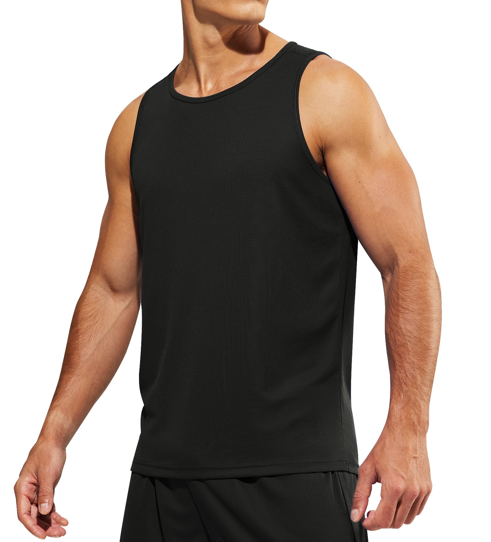 MIER Men's Quick Dry Tank Tops - Breathable Athletic Gym Shirts for Running, Swimming & Workout - Moisture Wicking Sleeveless Muscle Shirts for Beach & Sports Activities