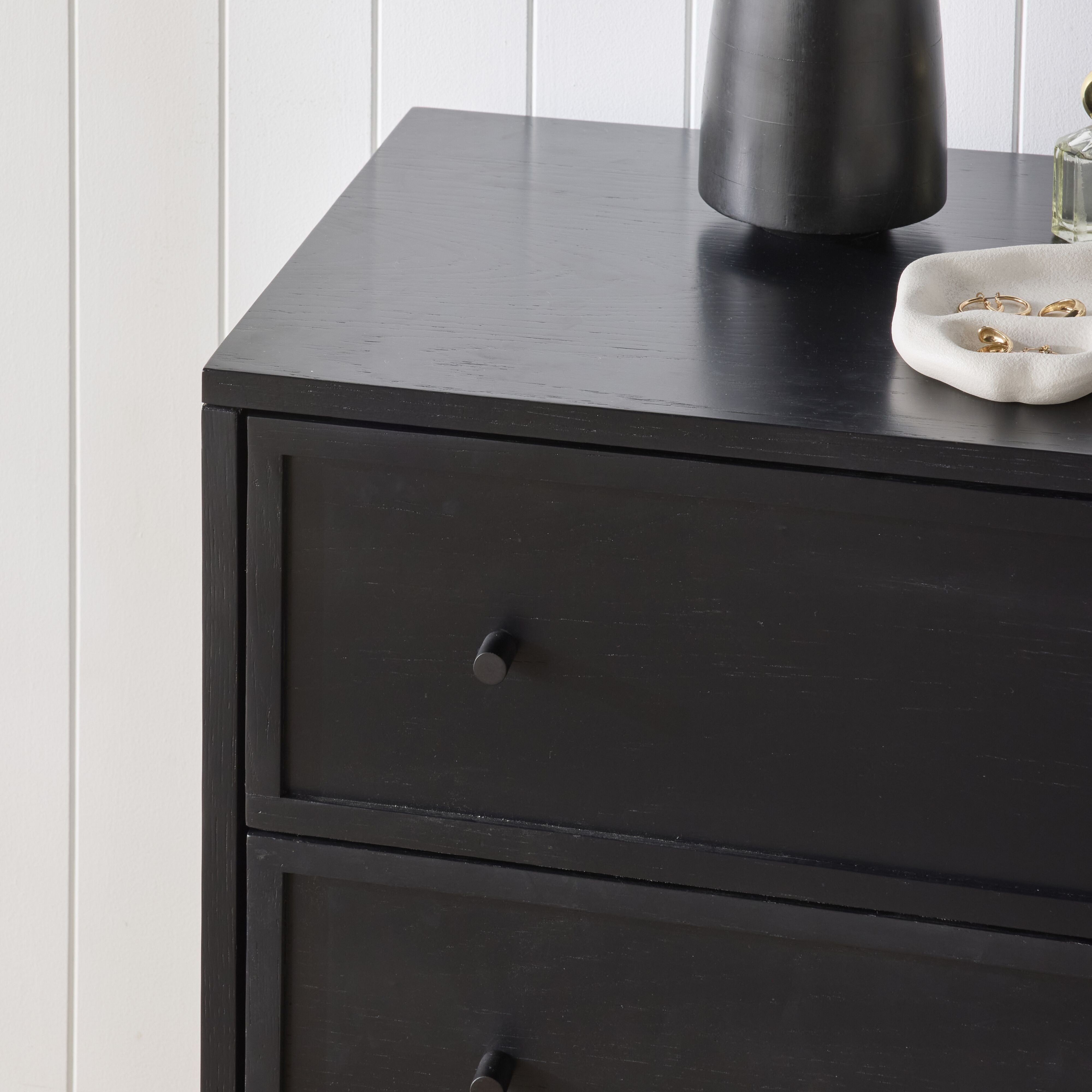 Avalon 6-Drawer Dresser Chest - Black Wooden Bedroom Storage Furniture for Clothes, Blankets & Organizing