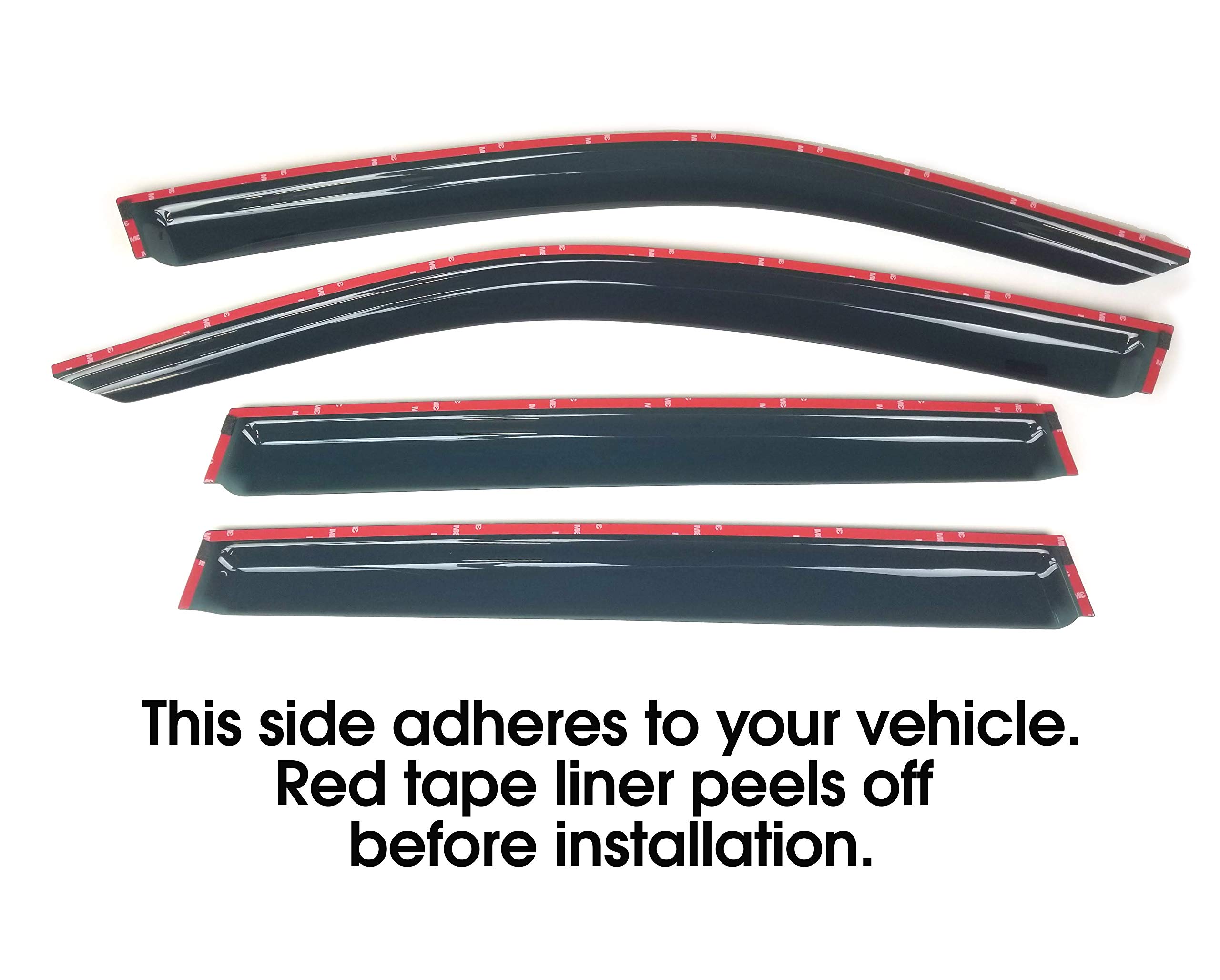 C & C CarWorx WV-19F-TF Set of 4 Tape-On Side Window Rain Guards for 2019-2021 Subaru Forester - Aftermarket Vent Visors for Weather Protection & Style Enhancement (Perfect for Rainy Days & Road Trips)
