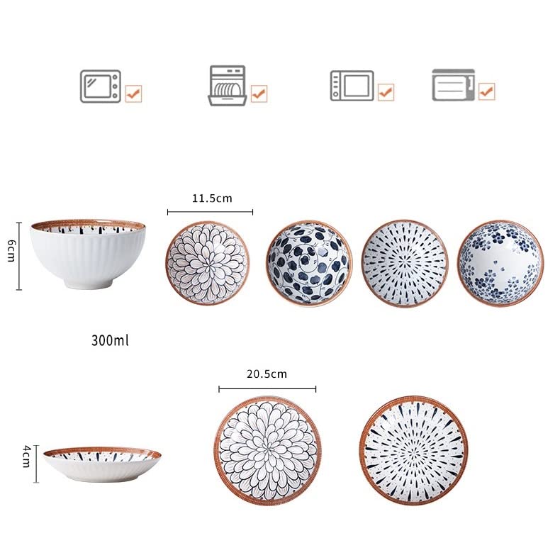 Premium Japanese Ramen Porcelain Dinnerware Set - 12 Serving Bowls & 6 Plates | Microwave & Dishwasher Safe | Perfect for Ramen, Sushi, Asian Cuisine | Ideal for Home Dining, Restaurants & Gift Giving (18-Piece Set)