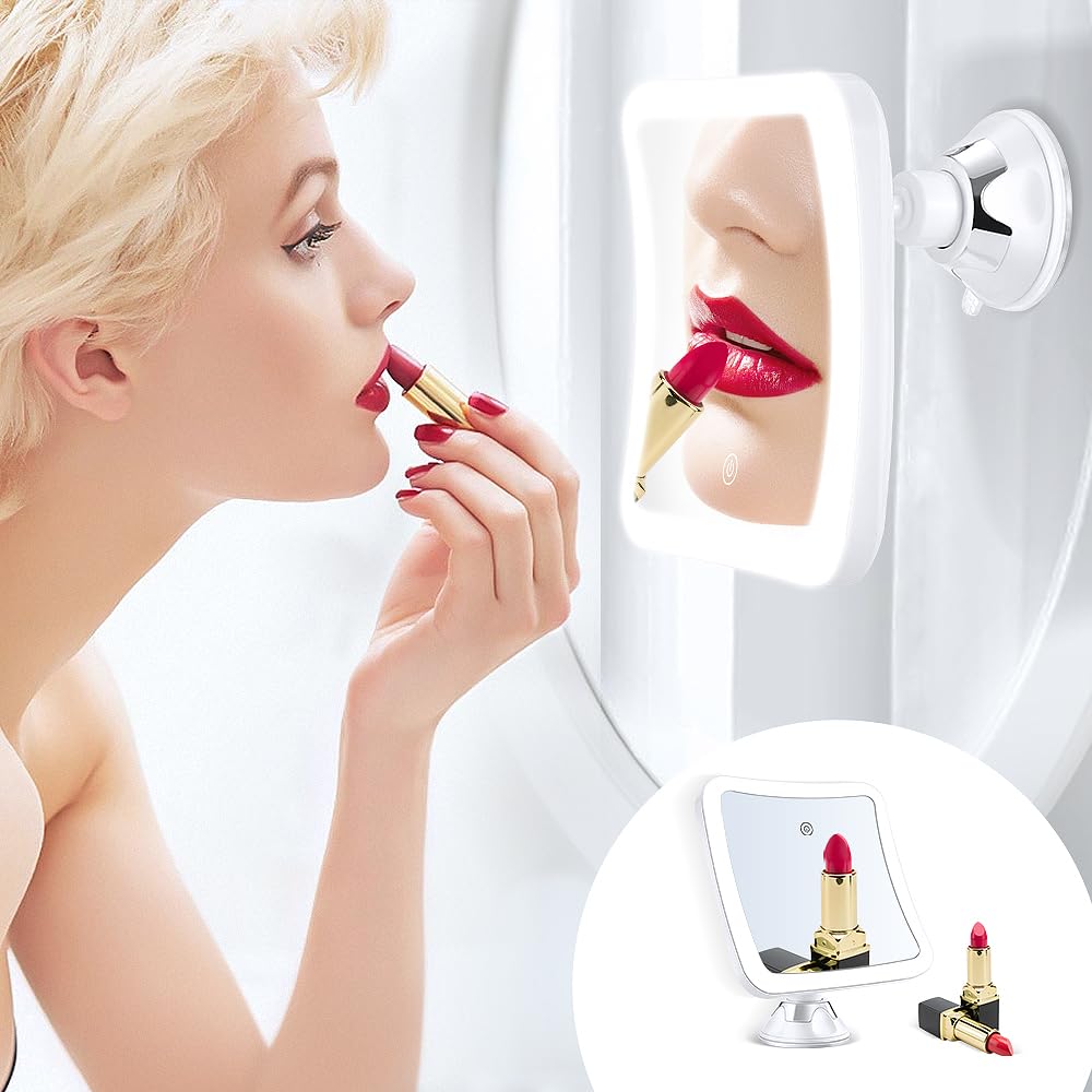 MIYADIVA 20X Magnifying Mirror with LED Light - 180° Rotating Rechargeable Vanity Mirror with Suction Cup for Makeup, Skincare & Travel | Perfect for Home Bathroom, Bedroom & Portable Use