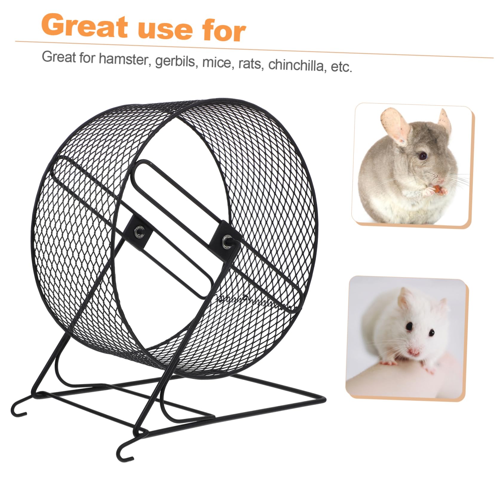 Silent Hamster Exercise Wheel - 21 Inch Black Rat Wheel for Cage, Durable Iron Squirrel Toy Accessories for Hamsters, Squirrels & Small Rodents - Perfect for Pet Exercise & Cage Enrichment