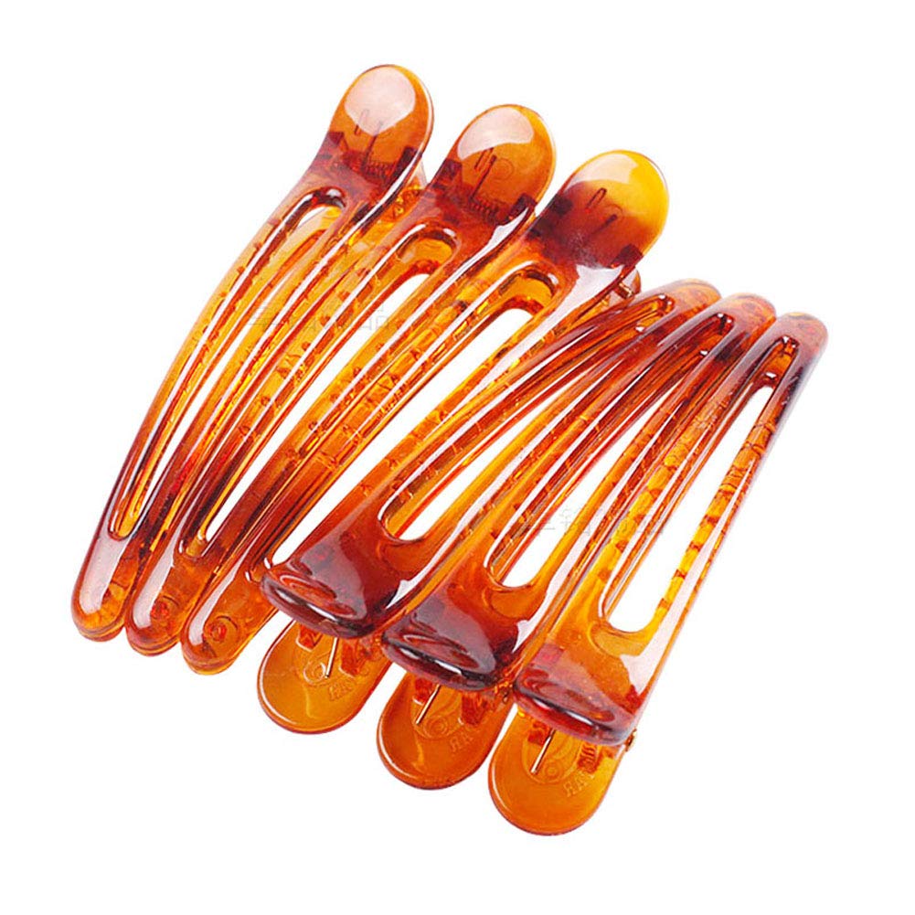 12PCS Plastic Duck Bill Teeth Hair Clips - Non-Slip Alligator Hair Clips for Styling & Sectioning | Professional Salon Hair Barrettes (3.7'', Brown) - Perfect for Hairdressing, Braiding & Updos
