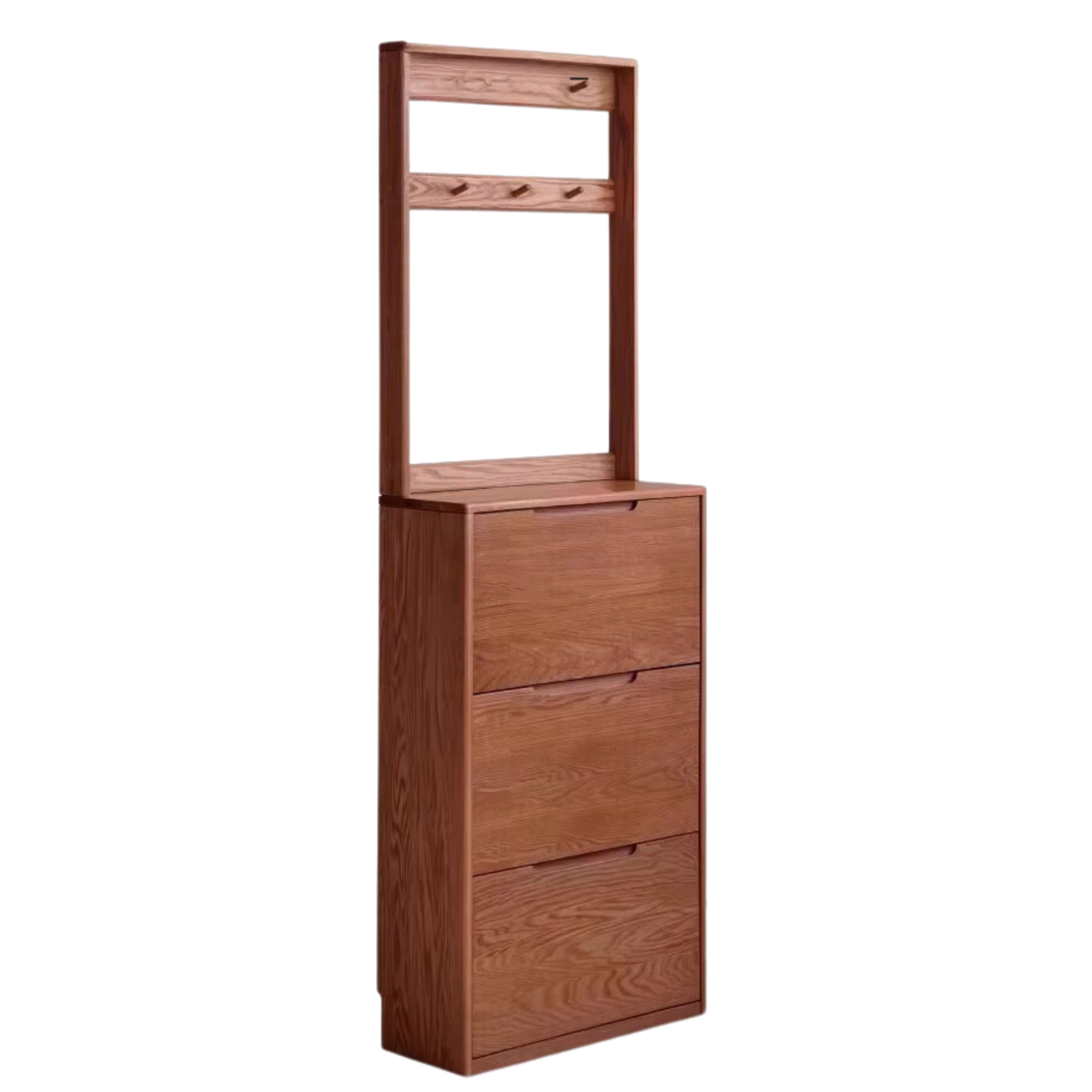 Solid Wood Shoe Cabinet - Thin Oak & Poplar Entryway Storage Organizer for Home, Porch, and Doorway | Perfect for Small Spaces & Clutter-Free Entry