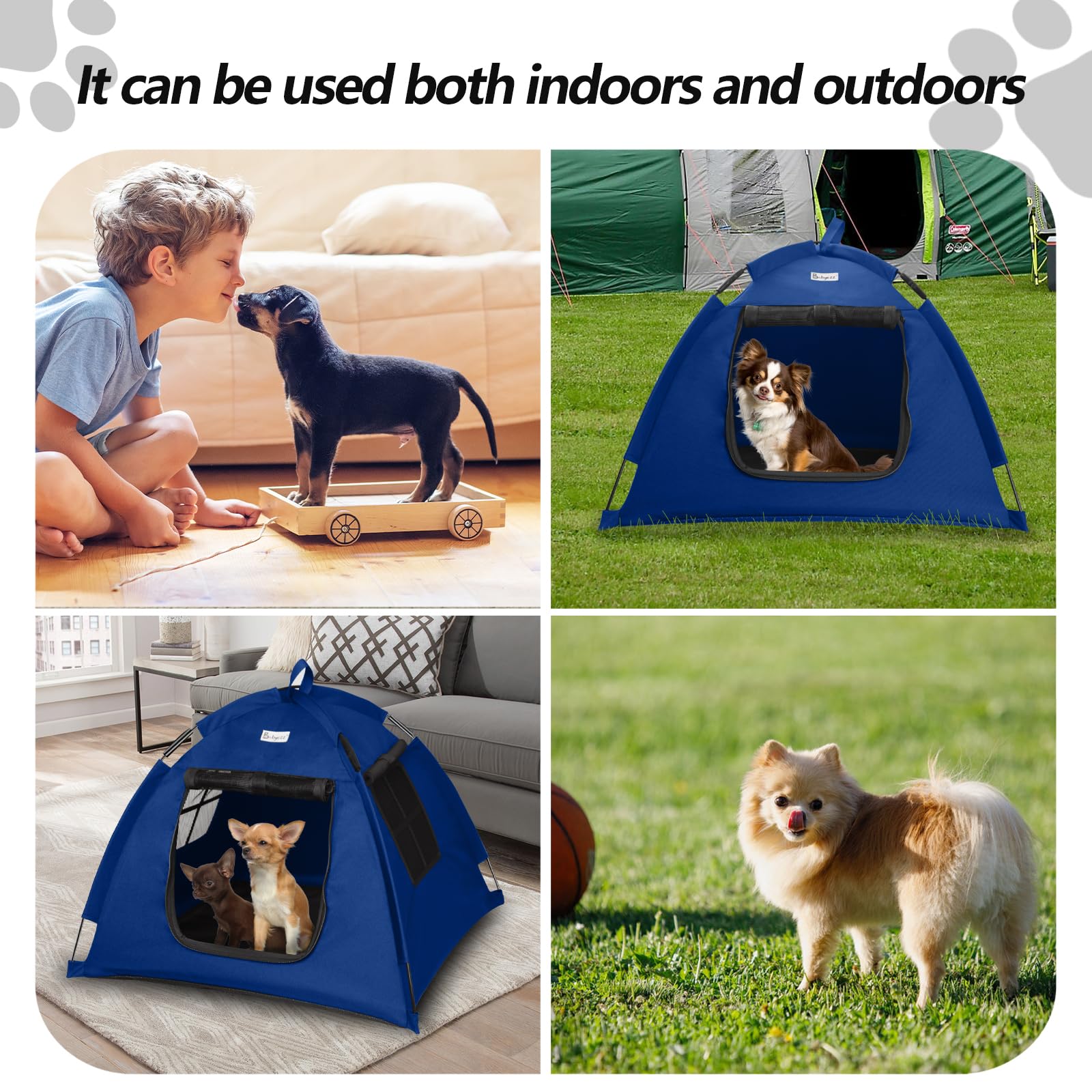 Waterproof Cat & Dog Tent House - Indoor/Outdoor Portable Pet Bed for Cats, Small Dogs, Bunnies & Small Animals (Blue, Small) | Perfect for Camping, Backyard & Home Use