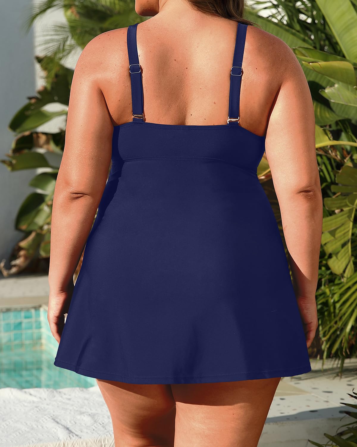 Daci Plus Size Two Piece Swimwear for Women - Flowy Tankini Top with Swim Shorts | High Waist Bathing Suit for Beach, Pool & Vacation | Comfortable Swim Dress for Curvy Women