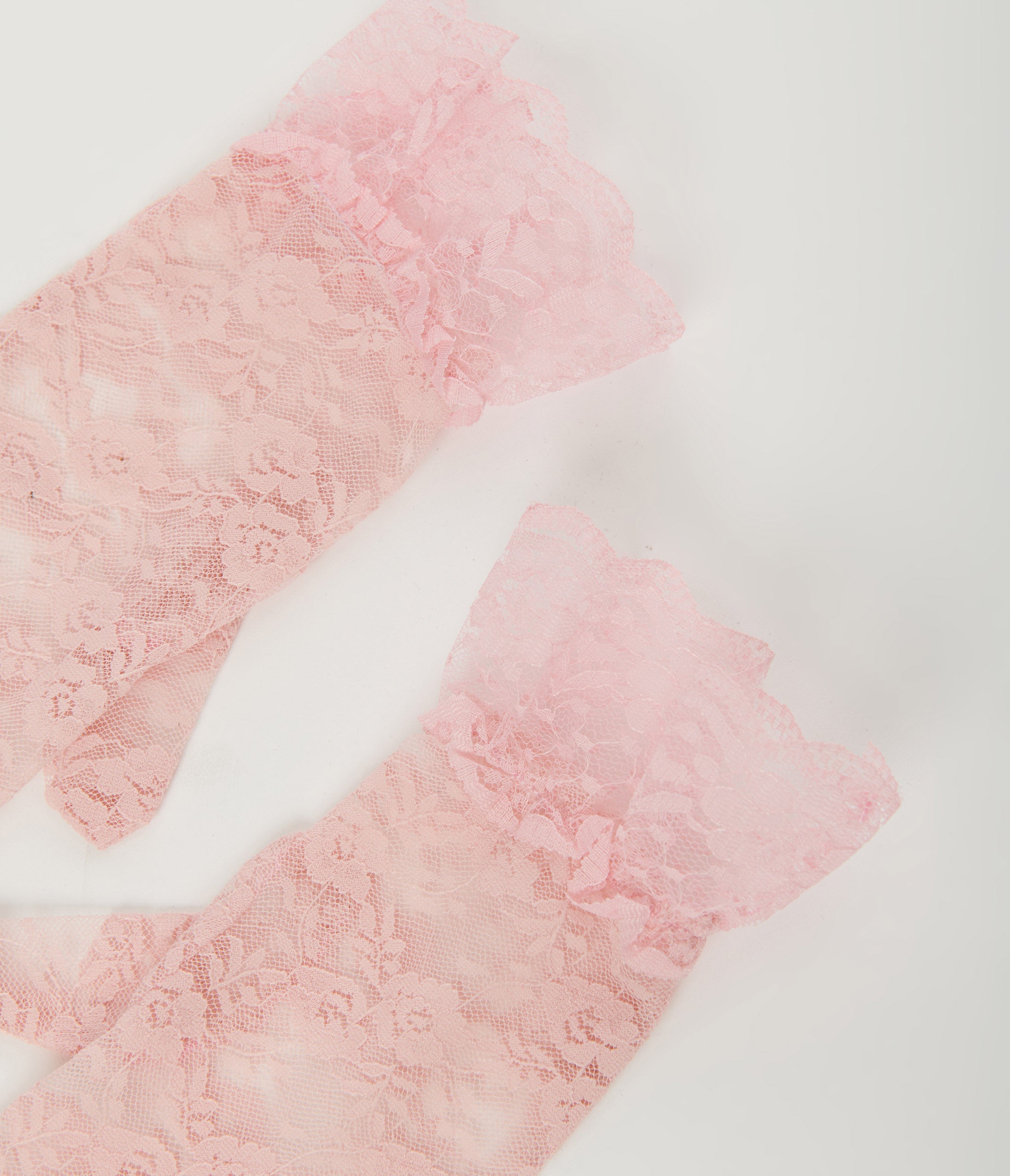 Elegant Pink Lace Ruffle Gloves for Women - Fashionable Hand Accessories for Parties, Weddings & Special Occasions