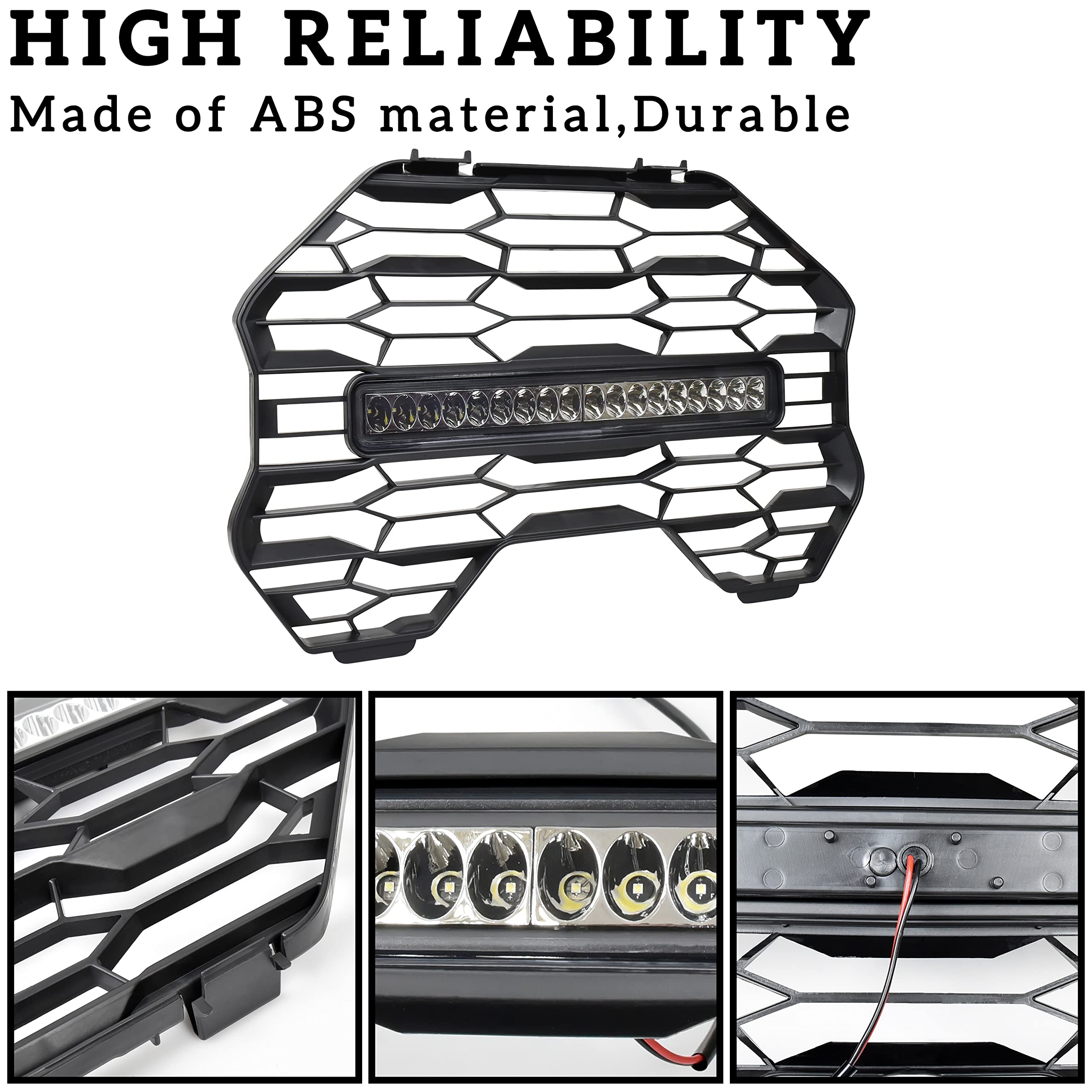 SAUTVS Front Mesh Grill with LED Light Bar for Can-Am Commander 2021-2025 | Black Mesh Grille with LED Light Accessories for Can-Am Commander & MAX | Off-Road Protection & Style Upgrade for UTV Adventures