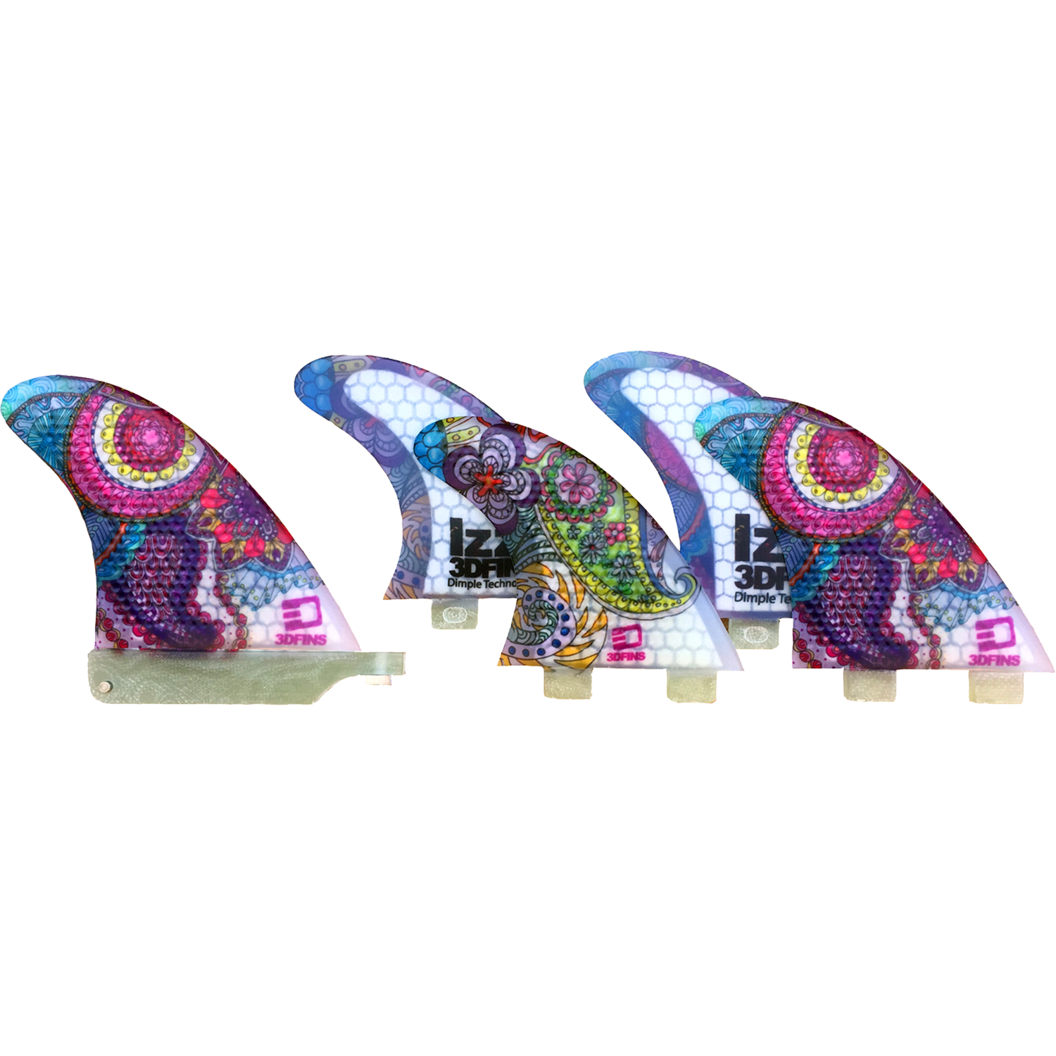 Izzi Gomez 3D Surfboard Art Set - 4+1 Large Twin Tab Surfboards for Wall Decor, Beach Themed Room, Surfing Enthusiasts Gift - Set of 5 Pieces
