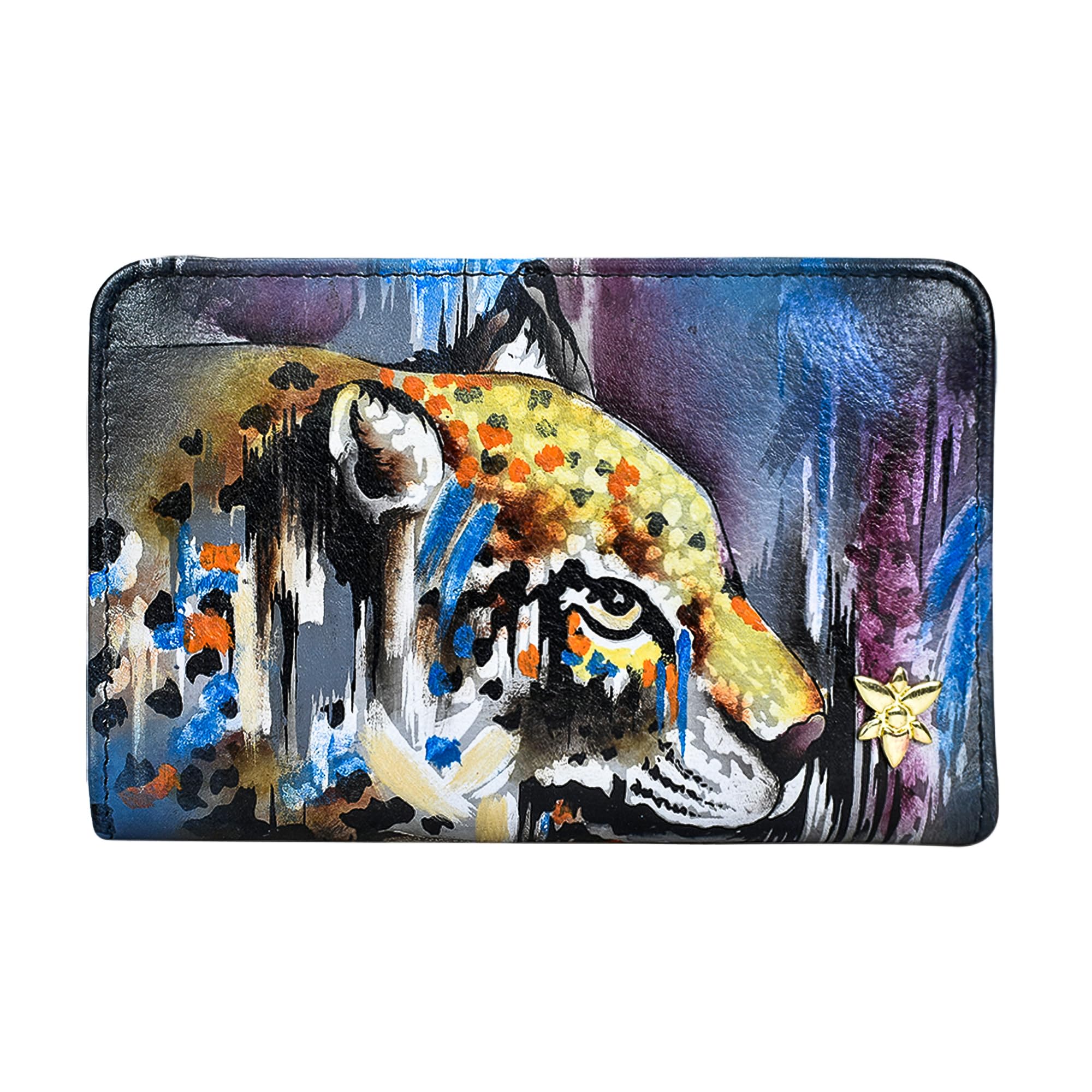 Anuschka Women’s Hand-Painted Genuine Leather Wallet - RFID Blocking Bifold Organizer with Snap Closure & ID Window | Perfect for Everyday Use, Travel & Gift Giving