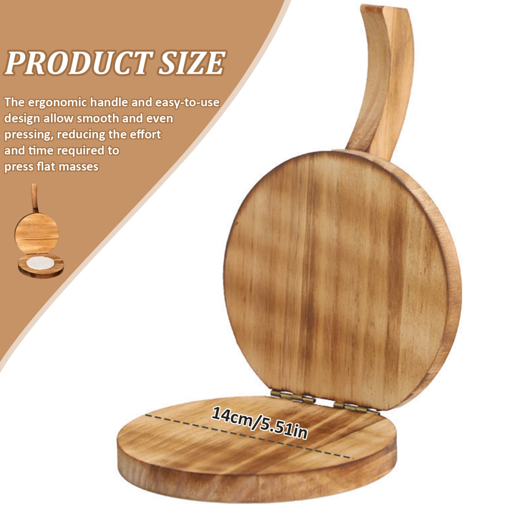 5.5 Inch Wooden Tortilla Press - Handmade Flour Tortilla Maker with Comfortable Handle for Easy Dough Pressing - Perfect for Homemade Tacos, Quesadillas & Mexican Cuisine