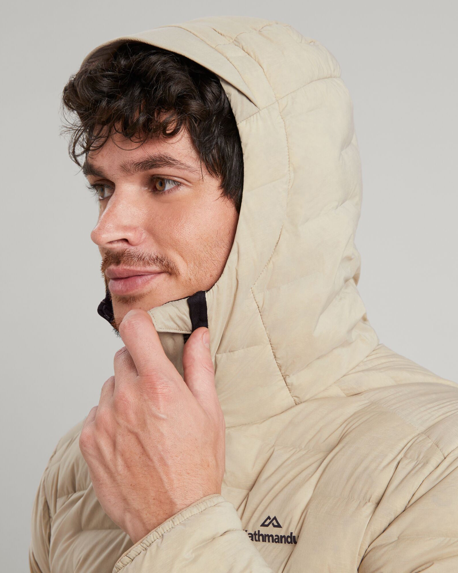 Men's Federate Stretch Hooded Down Jacket - Lightweight Warm Winter Coat, Water-Resistant Olive Grey Outerwear for Hiking & Outdoor Activities
