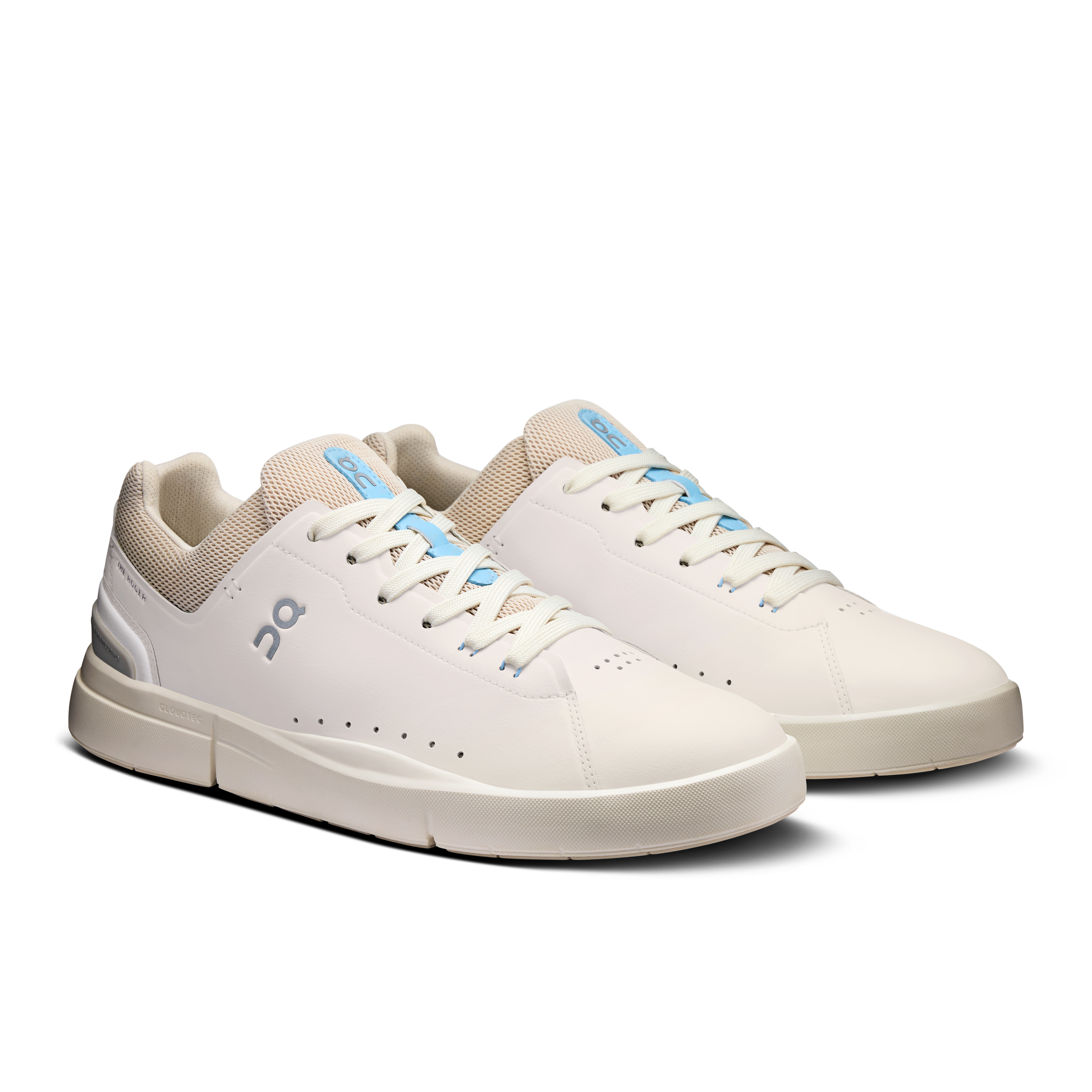 On Running Men's The Roger Advantage Running Shoes - White/Sand | Lightweight & Breathable for Jogging, Gym & Daily Wear
