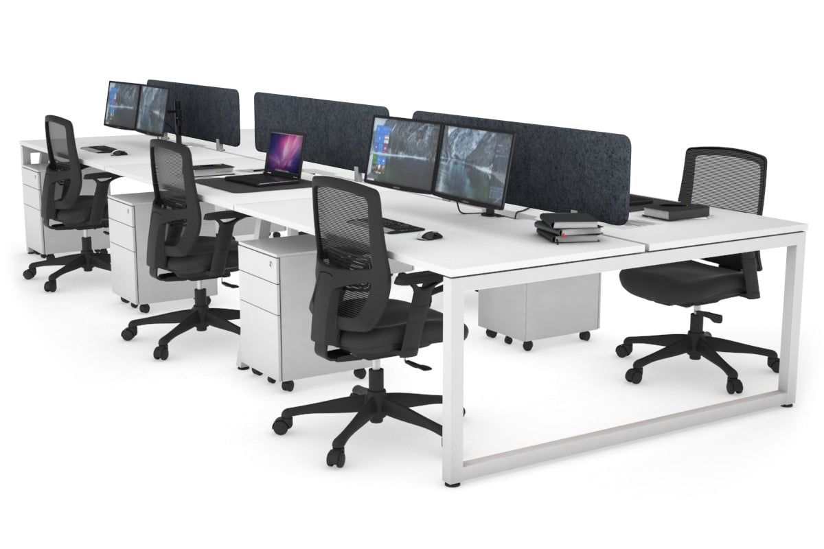 Quadro Loop Legs 6-Person Office Workstation - 1400L x 800W with Cable Management - Perfect for Open Office Layouts & Collaborative Workspaces