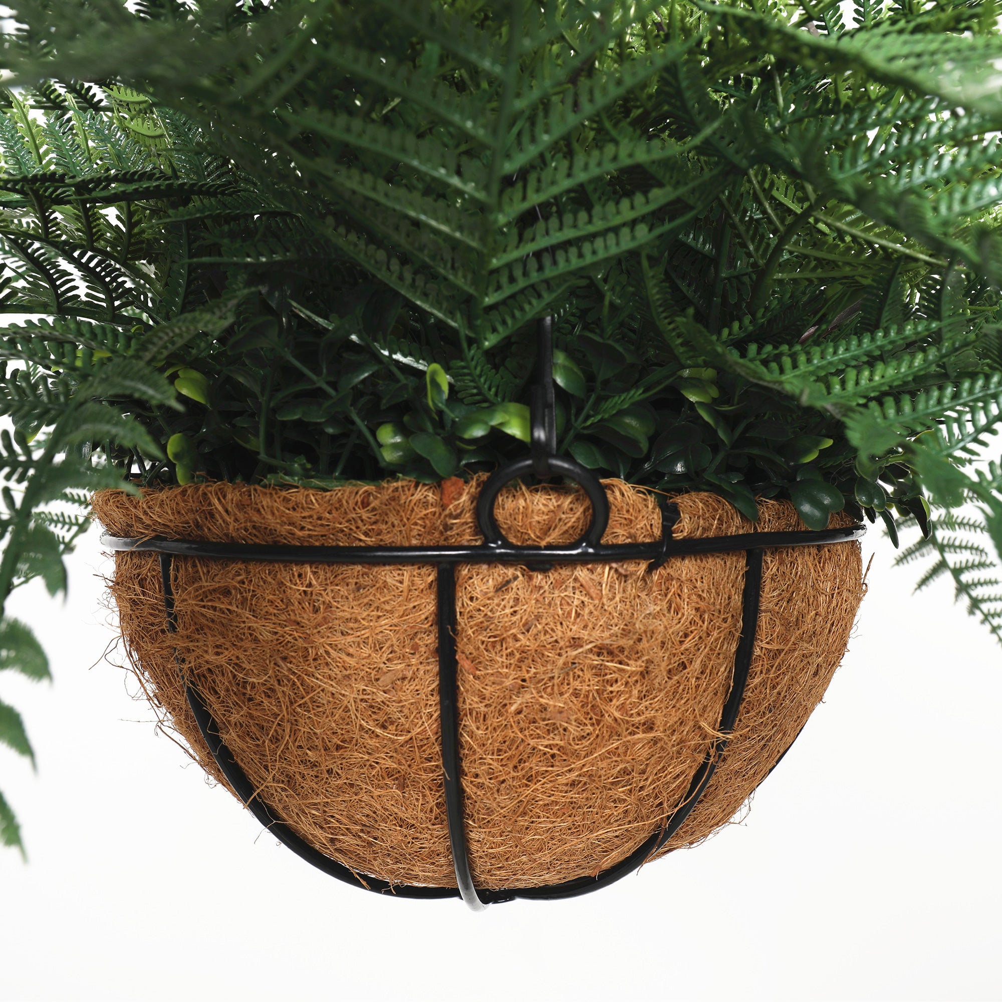 12 IFR UV Resistant Outdoor Artificial Boston Fern Hanging Plant - Realistic Mixed Green Foliage for Porch, Patio & Garden Decor