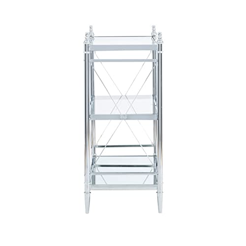 Linon Walker Chrome and Glass Floor Console - Modern Entryway Table with Tempered Glass Shelf - Perfect for Living Room, Hallway, or Foyer Decor