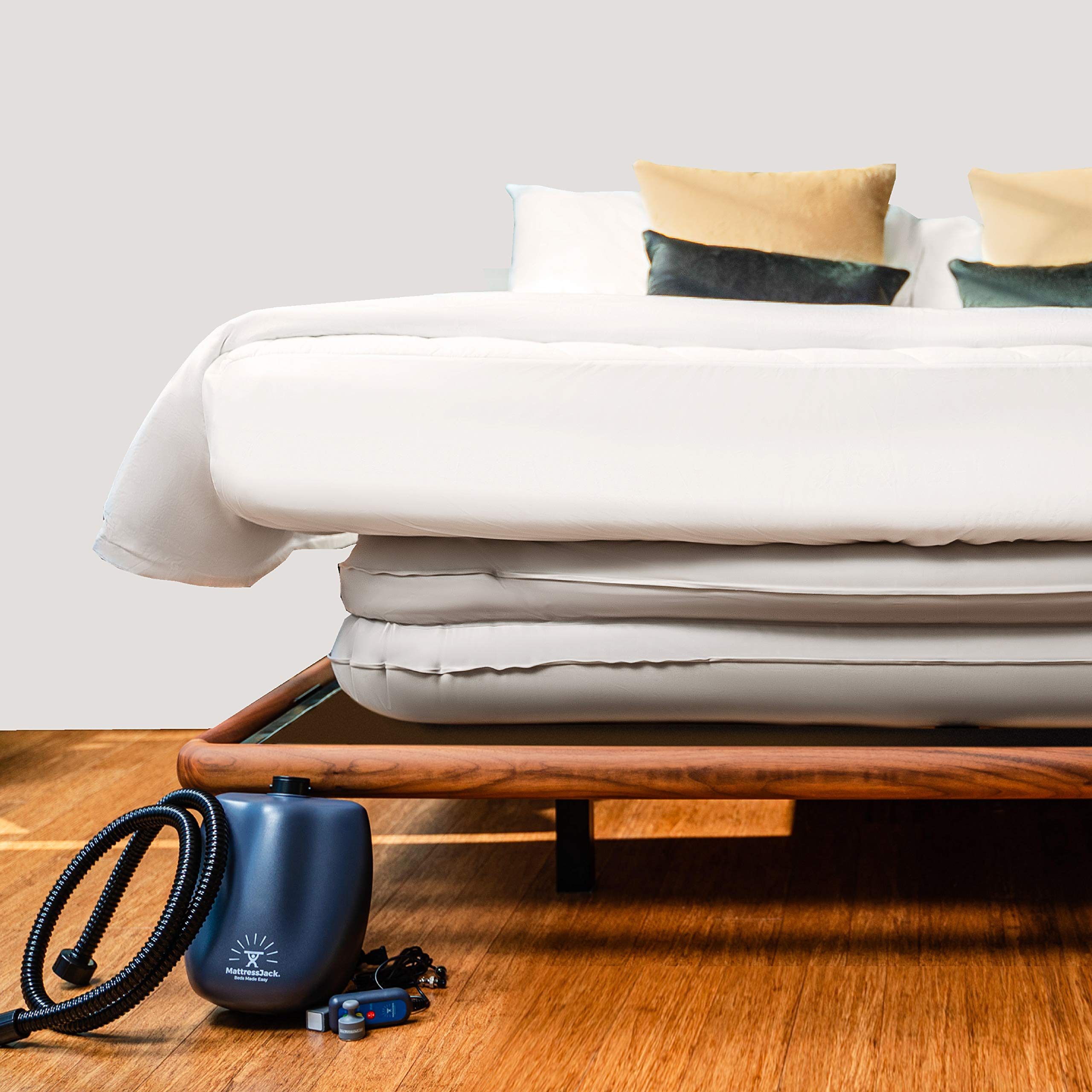 **Mattress Jack Lifter - Easy Use Mattress Elevator for Bed Making & Sheet Tucking - Mobility Aid for Elderly & Disabled with Inflatable Ring, Air Pump & Controller - Bed Riser & Lift Tool for Home, Hospital & Caregiving**