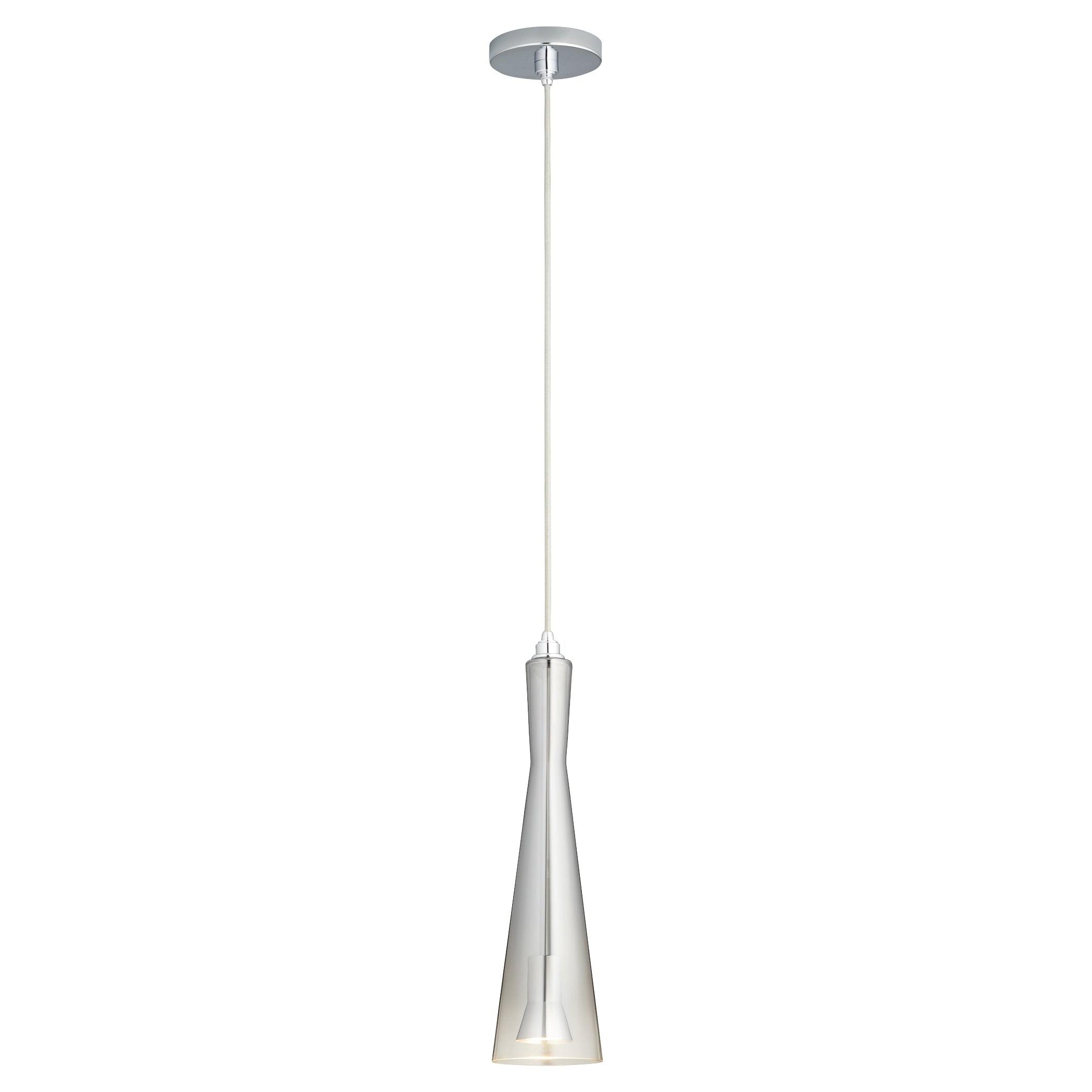 Oxygen Cornet 3 651 1314 Pendant Light Fixture - Polished Chrome with Smoke Ombre Glass Shade for Modern Dining Room & Kitchen Island Lighting