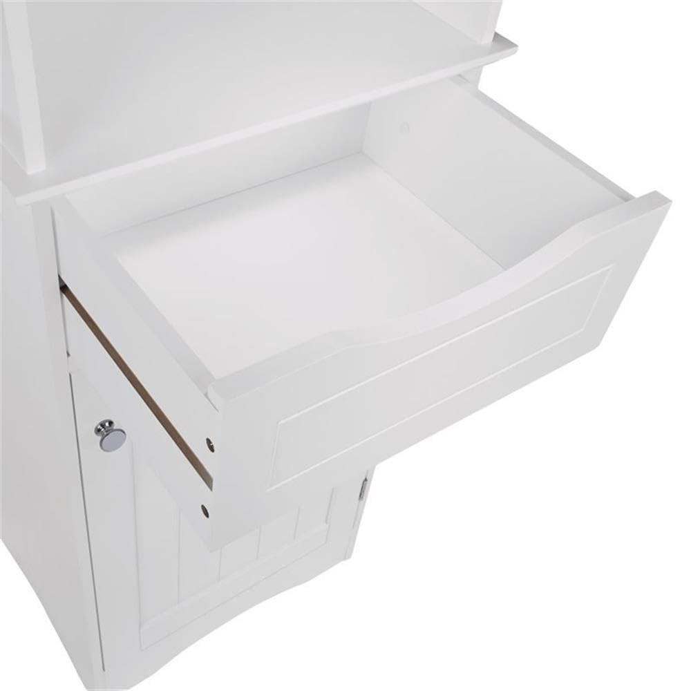 RiverRidge White Ashland Freestanding Bathroom Storage Cabinet with 3 Open Shelves & Drawer - Perfect for Organizing Towels, Toiletries & Bathroom Essentials in Small Spaces